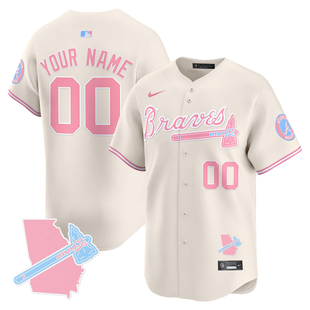 Atlanta Braves Bubblegum Pink Vapor Premier Limited Custom Jersey - Stitched