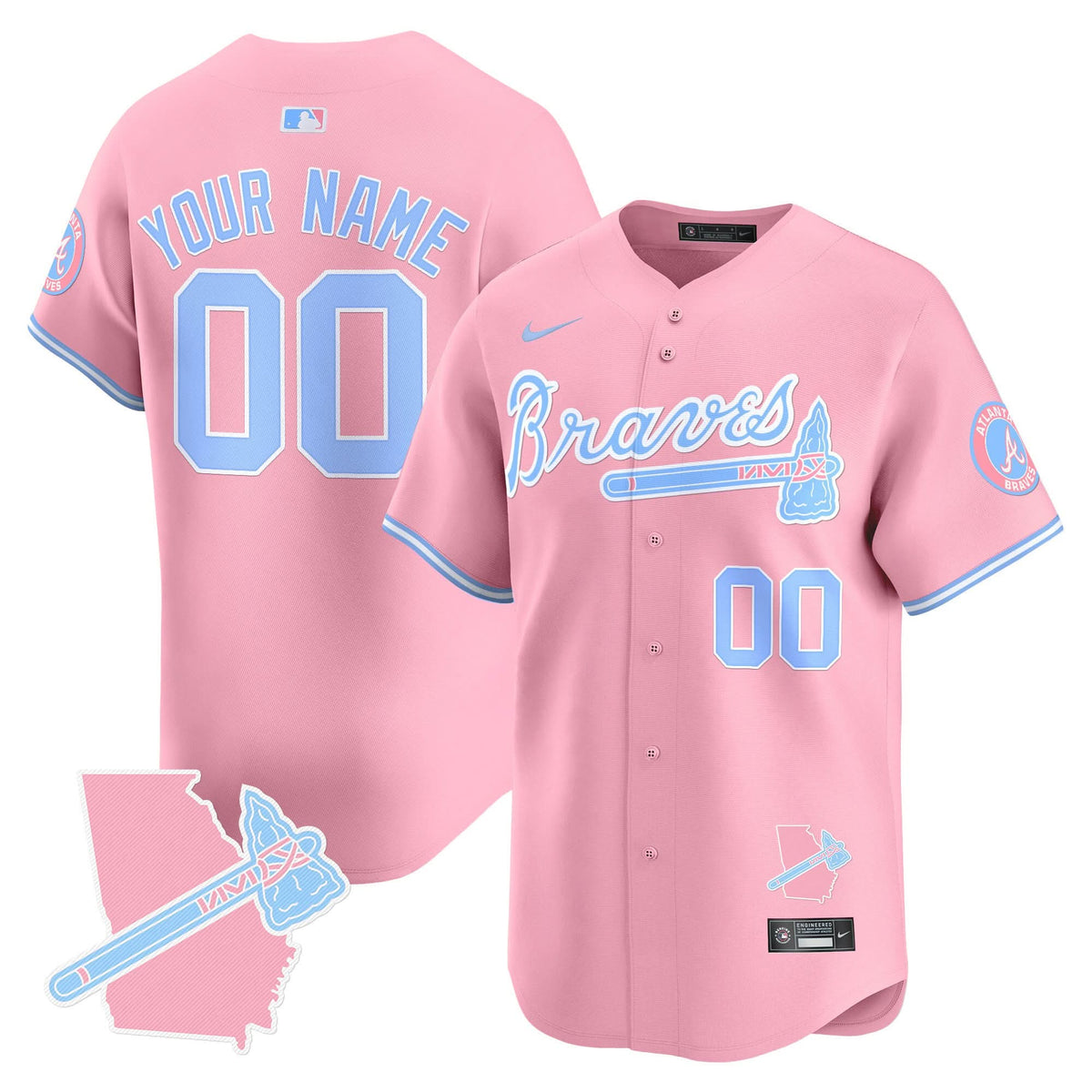 Atlanta Braves Bubblegum Pink Vapor Premier Limited Custom Jersey - Stitched