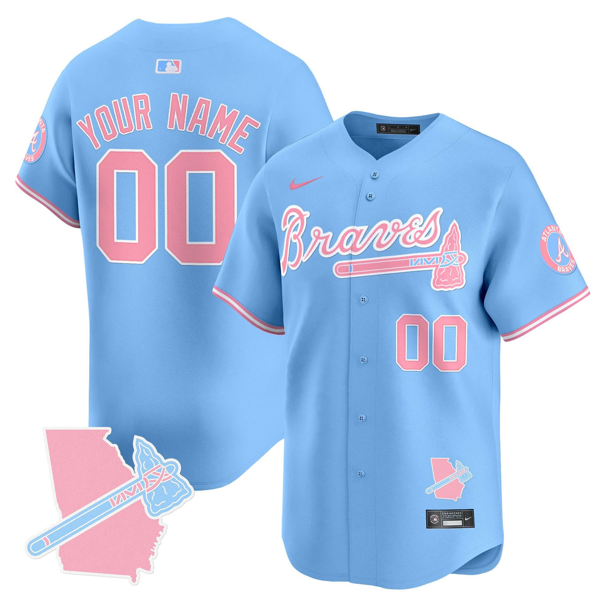 Atlanta Braves Bubblegum Pink Vapor Premier Limited Custom Jersey - Stitched