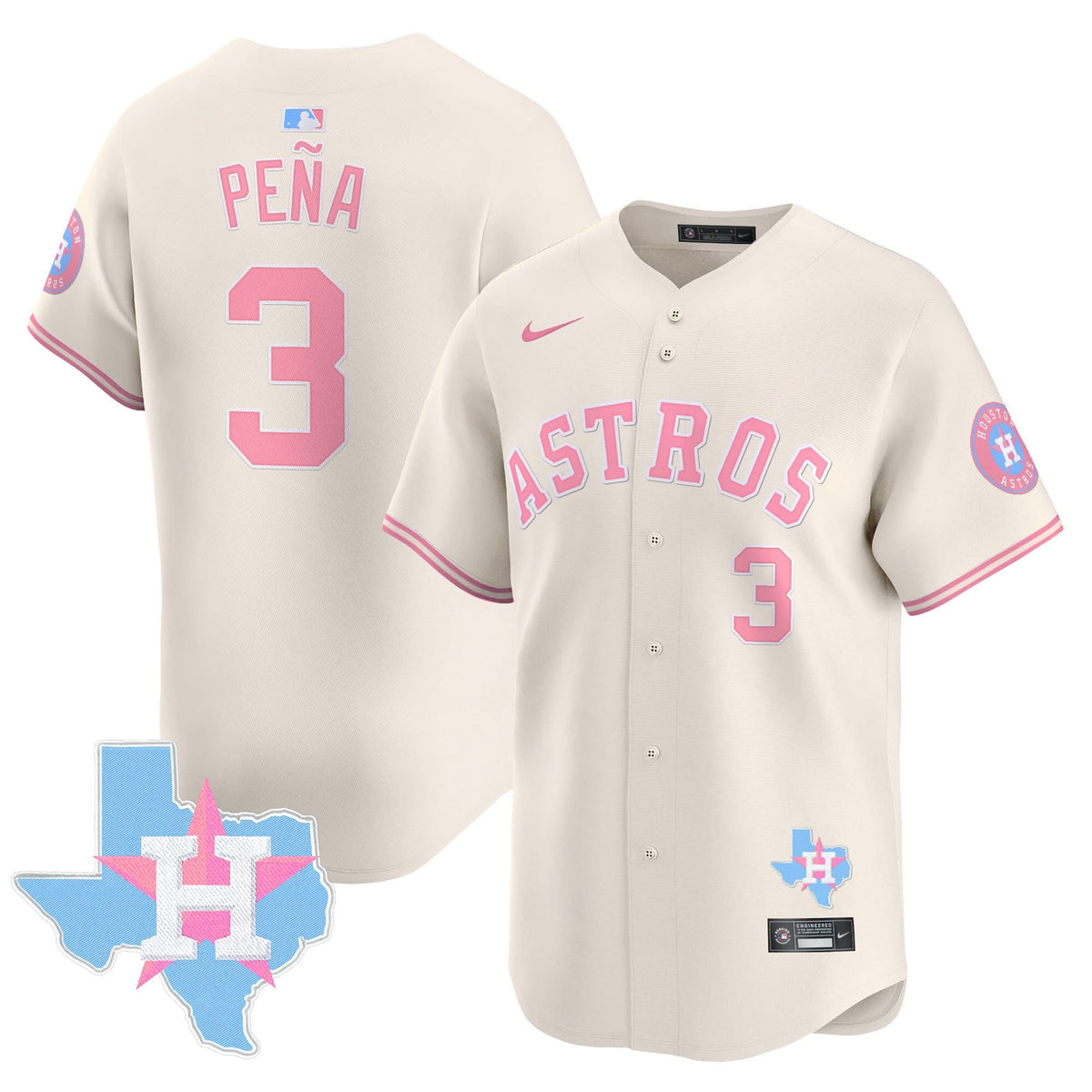 Houston Astros Bubblegum Pink Vapor Premier Limited Jersey - Stitched-Cuztomshoes