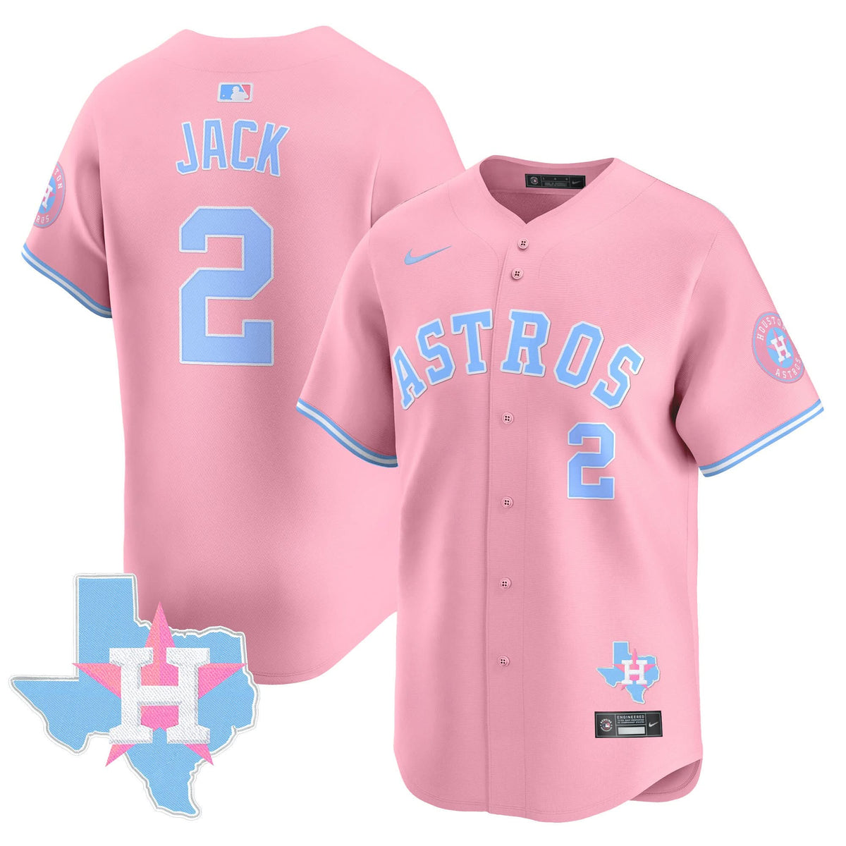 Houston Astros Bubblegum Pink Vapor Premier Limited Jersey - Stitched-Cuztomshoes