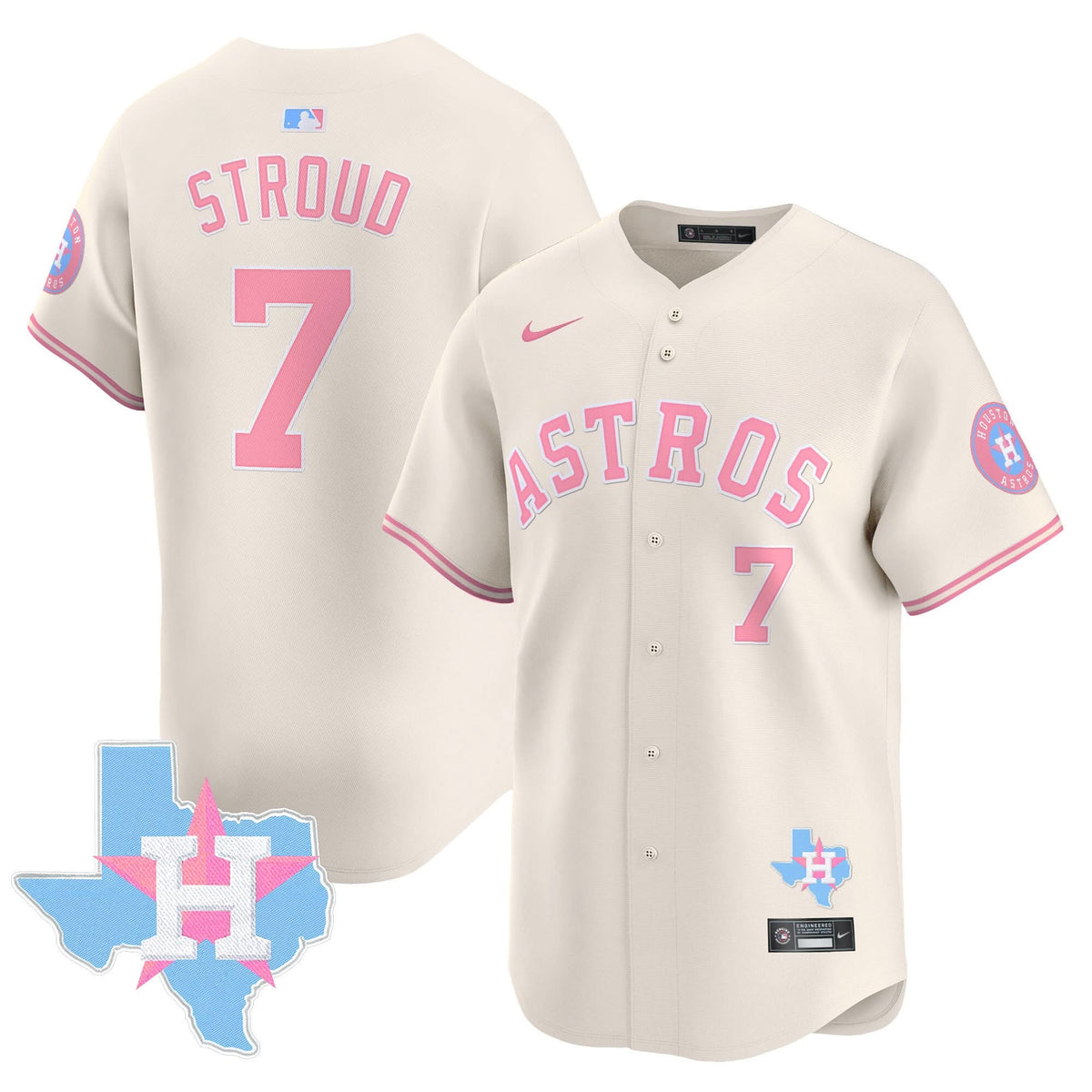 Houston Astros Bubblegum Pink Vapor Premier Limited Jersey - Stitched-Cuztomshoes
