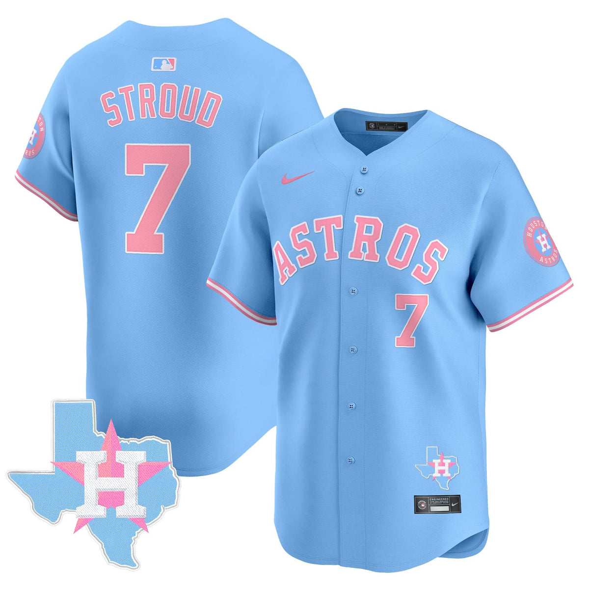 Houston Astros Bubblegum Pink Vapor Premier Limited Jersey - Stitched-Cuztomshoes
