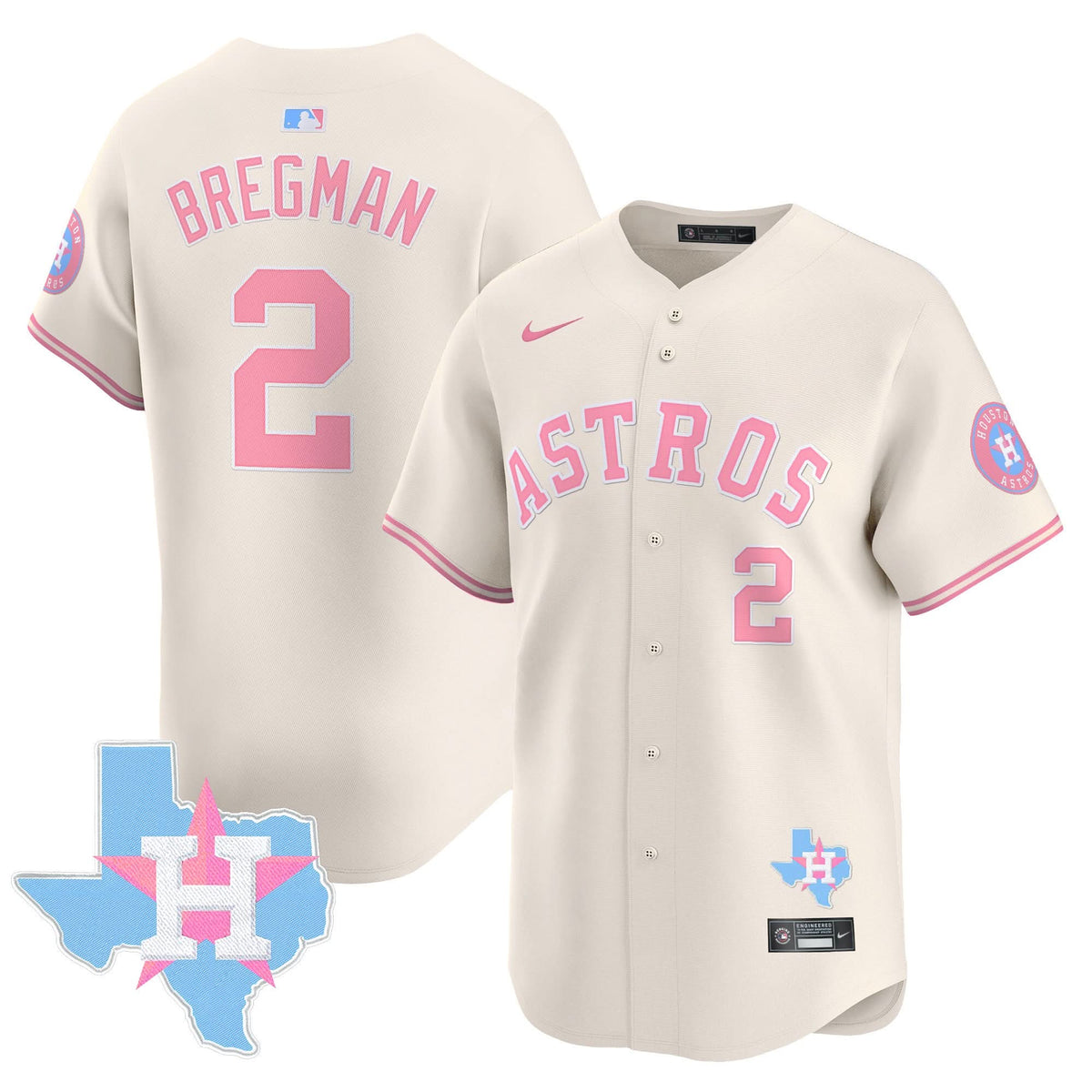 Houston Astros Bubblegum Pink Vapor Premier Limited Jersey - Stitched-Cuztomshoes