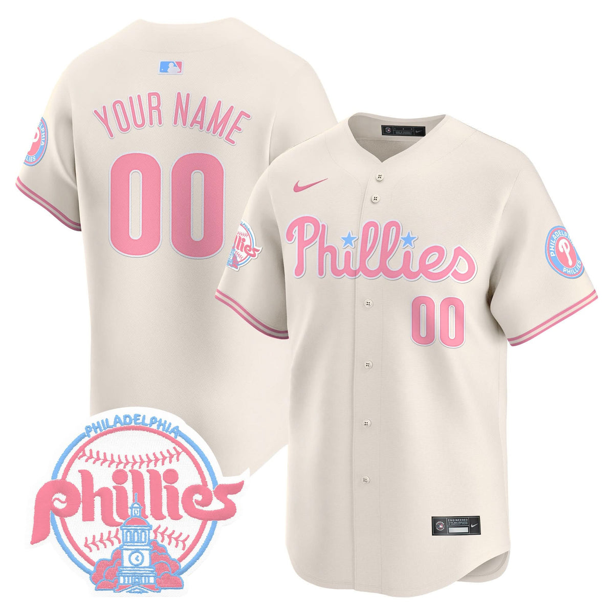 Philadelphia Phillies Bubblegum Pink Vapor Premier Limited Custom Jersey V2 - Stitched