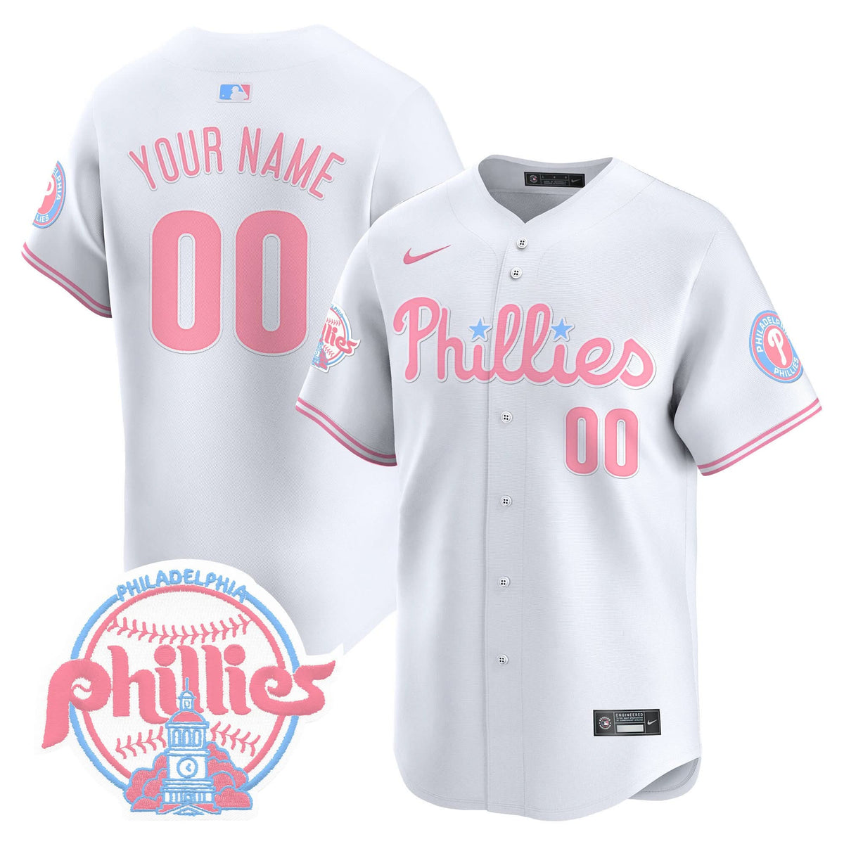 Philadelphia Phillies Bubblegum Pink Vapor Premier Limited Custom Jersey V2 - Stitched