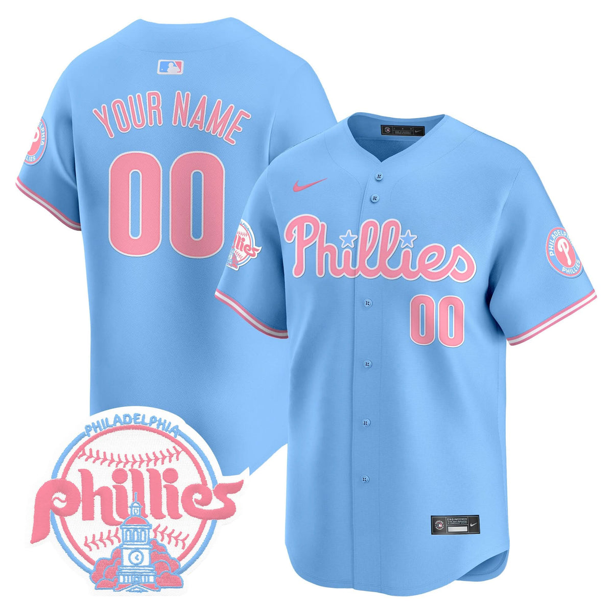 Philadelphia Phillies Bubblegum Pink Vapor Premier Limited Custom Jersey V2 - Stitched