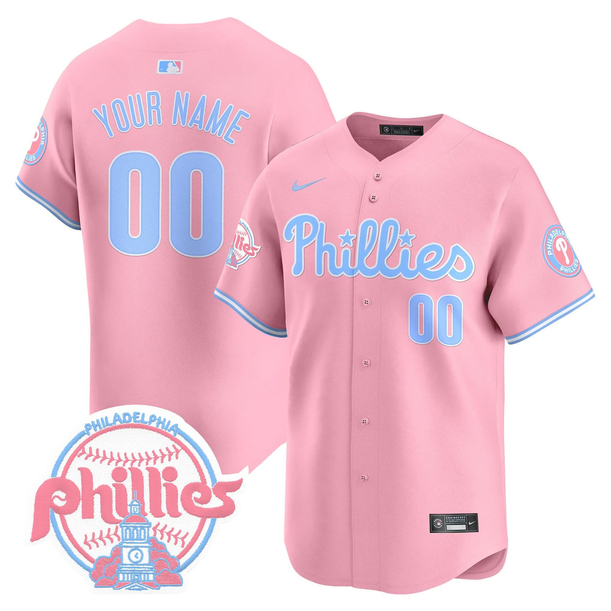 Philadelphia Phillies Bubblegum Pink Vapor Premier Limited Custom Jersey V2 - Stitched