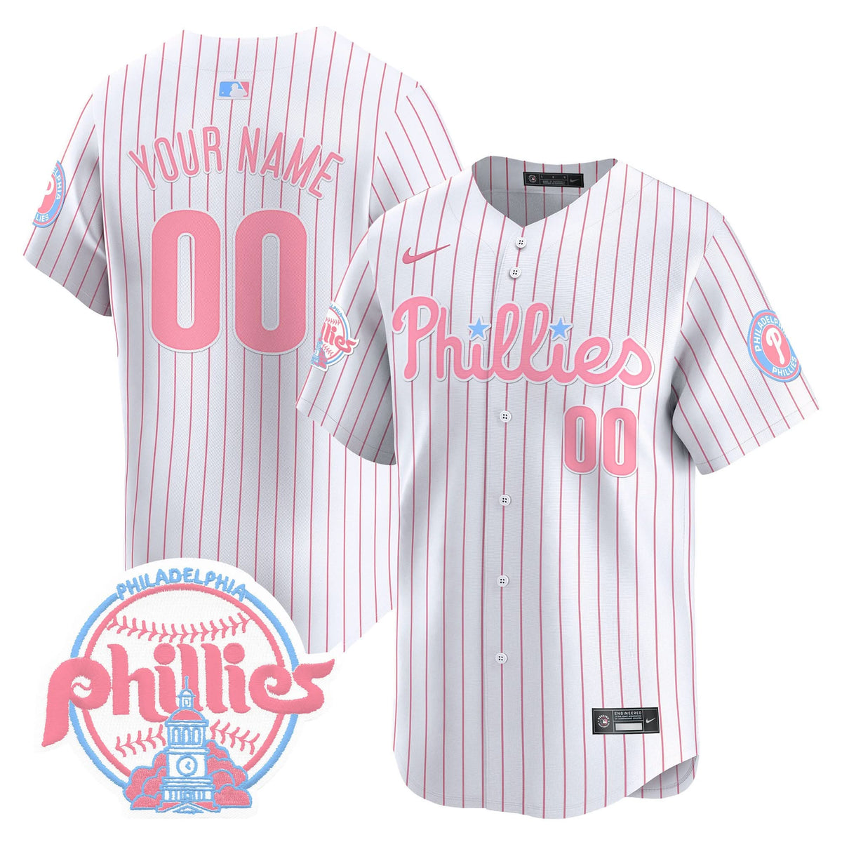 Philadelphia Phillies Bubblegum Pink Vapor Premier Limited Custom Jersey V2 - Stitched