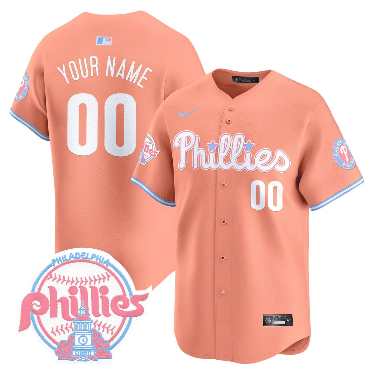Philadelphia Phillies Bubblegum Pink Vapor Premier Limited Custom Jersey V2 - Stitched