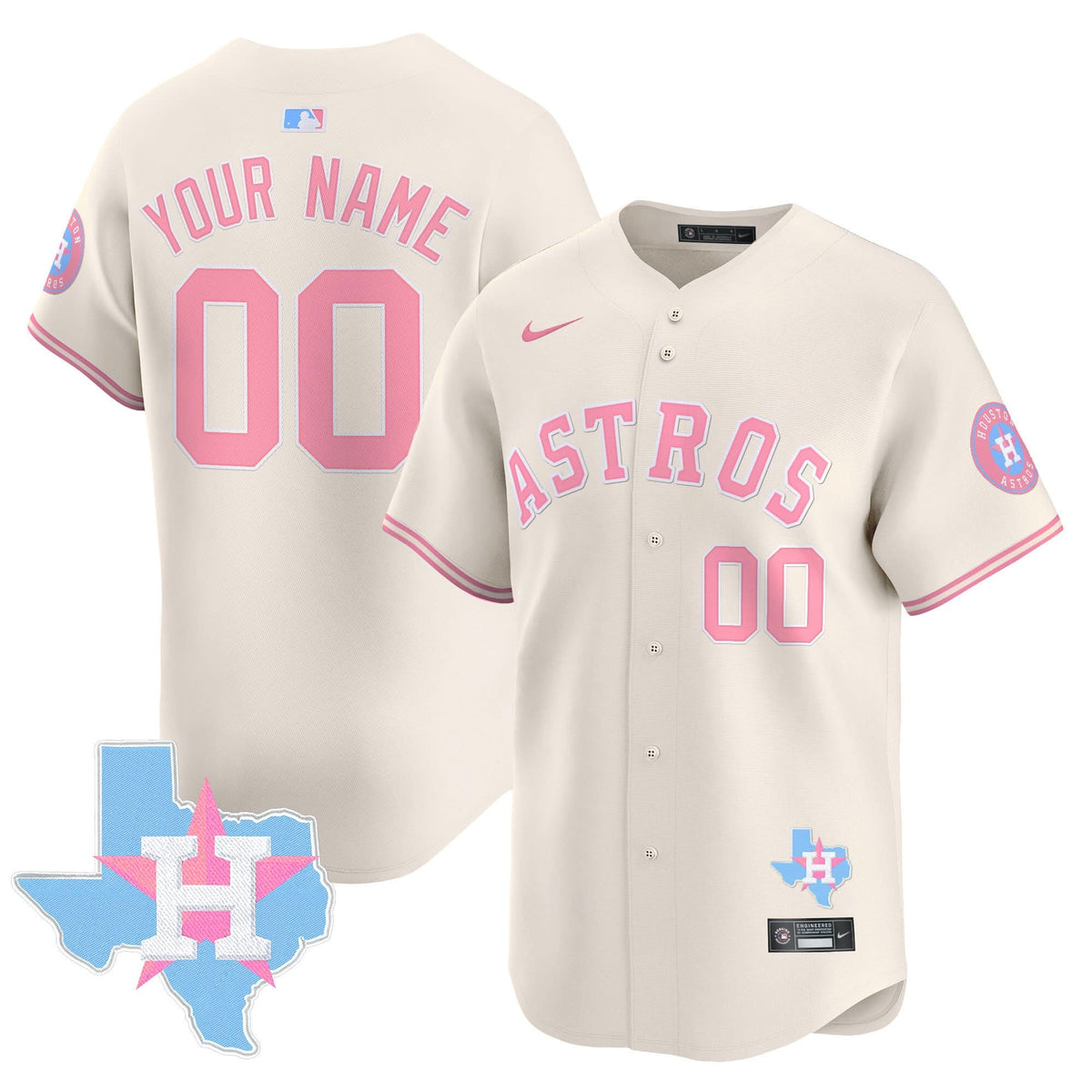 Houston Astros Bubblegum Pink Vapor Premier Limited Custom Jersey - Stitched-Cuztomshoes