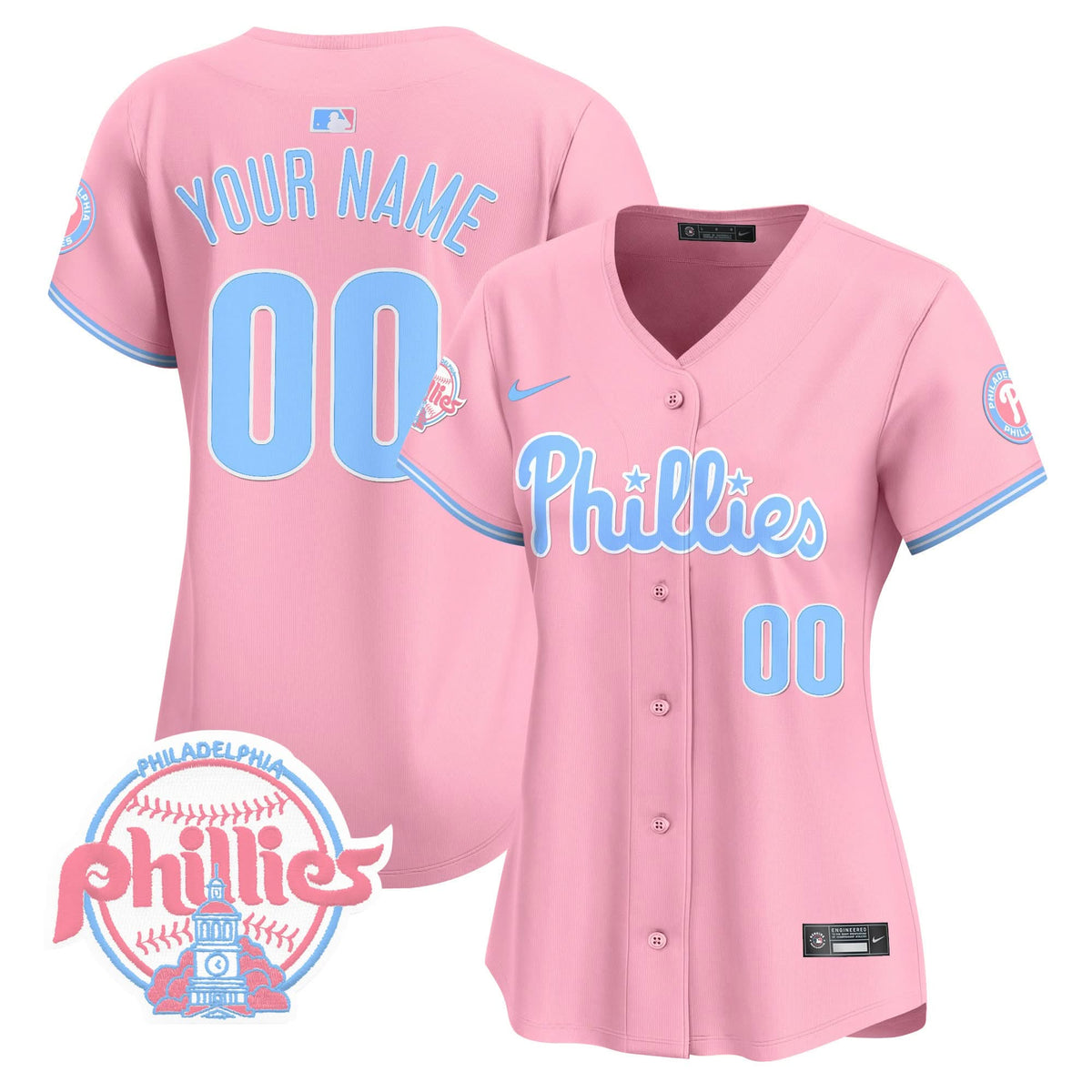 Philadelphia Phillies Bubblegum Pink Vapor Premier Limited Custom Jersey V2 - Stitched