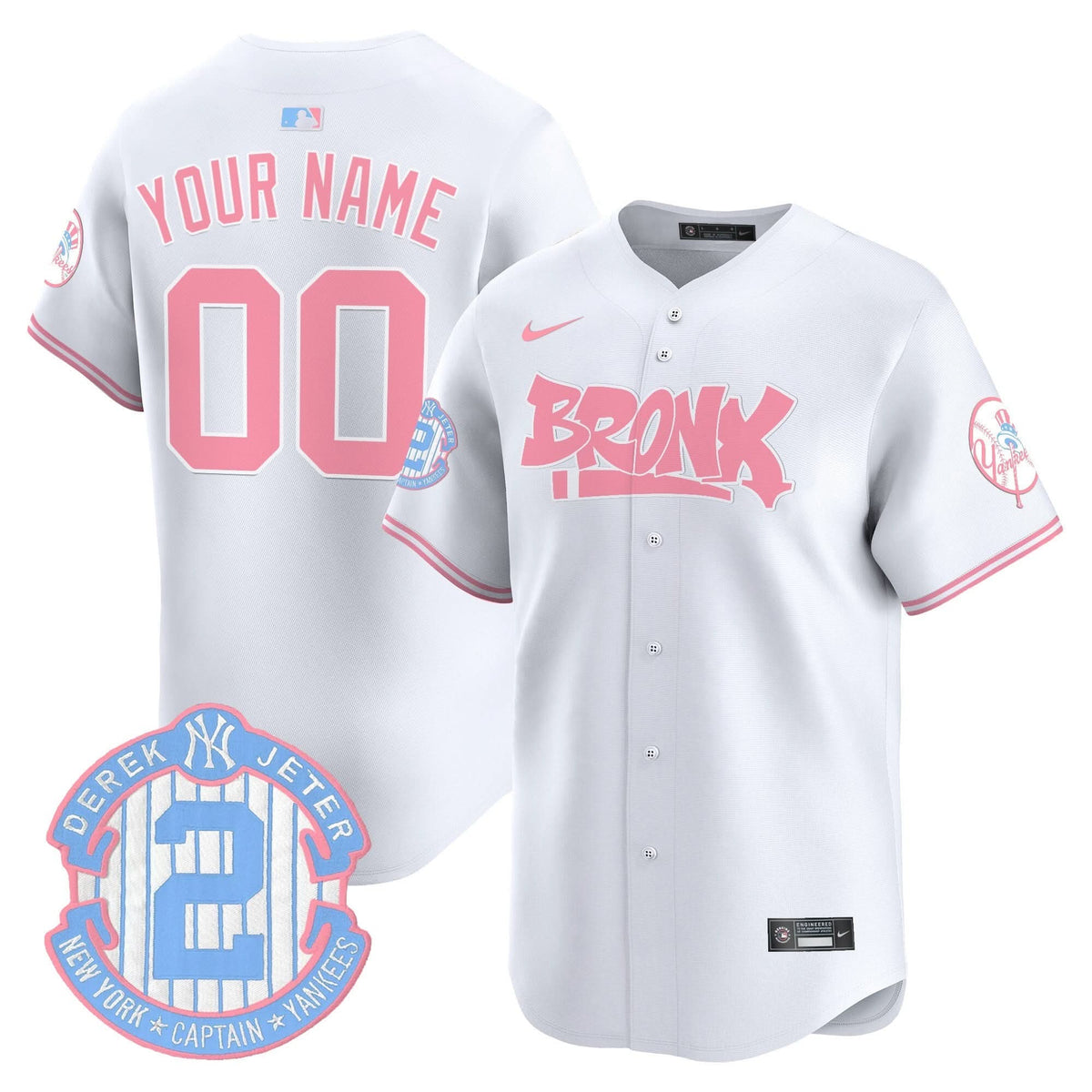 New York Yankees The Bronx Graffiti Bubblegum Pink Vapor Premier Limited Custom Jersey - Stitched