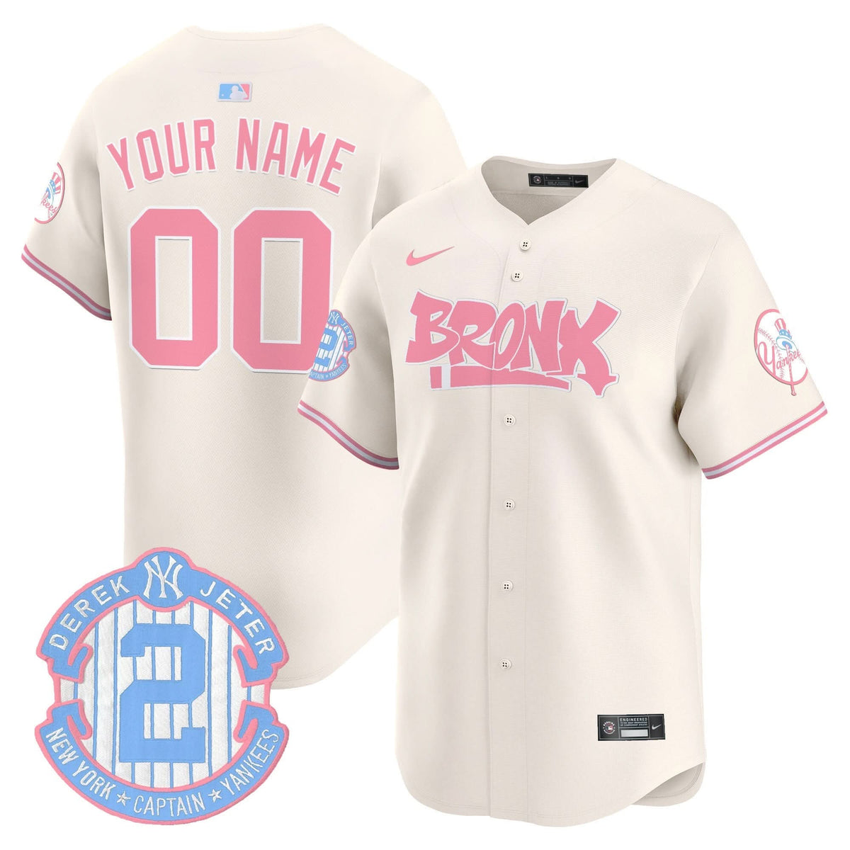 New York Yankees The Bronx Graffiti Bubblegum Pink Vapor Premier Limited Custom Jersey - Stitched