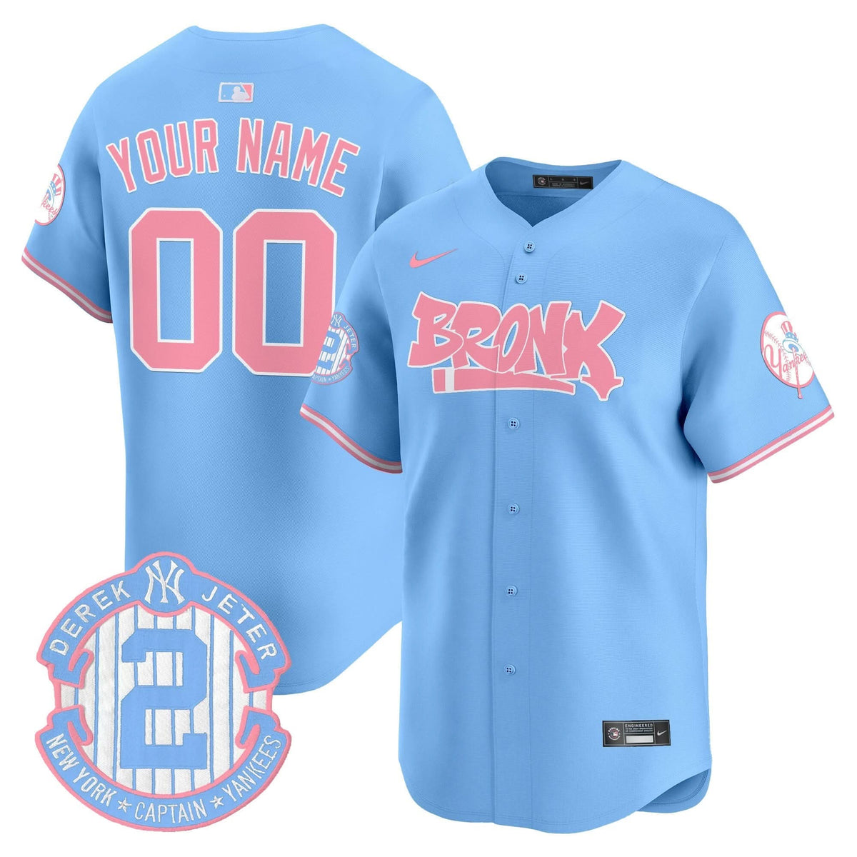 New York Yankees The Bronx Graffiti Bubblegum Pink Vapor Premier Limited Custom Jersey - Stitched