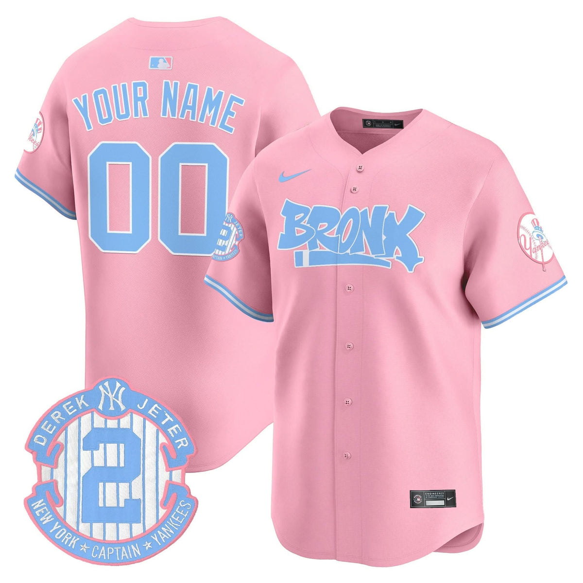 New York Yankees The Bronx Graffiti Bubblegum Pink Vapor Premier Limited Custom Jersey - Stitched