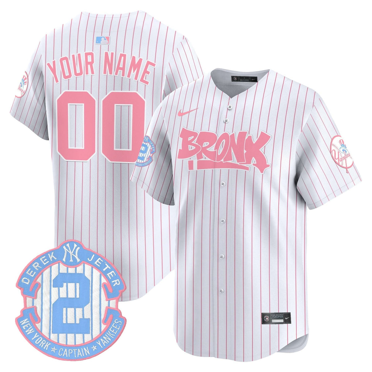 New York Yankees The Bronx Graffiti Bubblegum Pink Vapor Premier Limited Custom Jersey - Stitched
