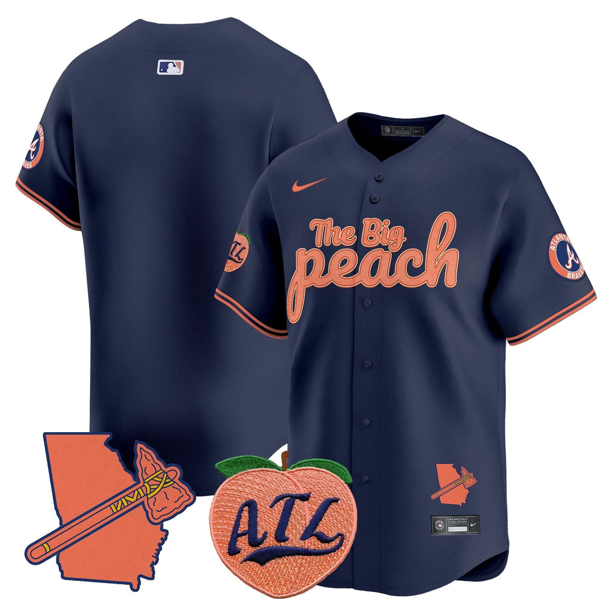 Atlanta Braves The Big Peach Vapor Premier Limited Jersey V3 - Stitched