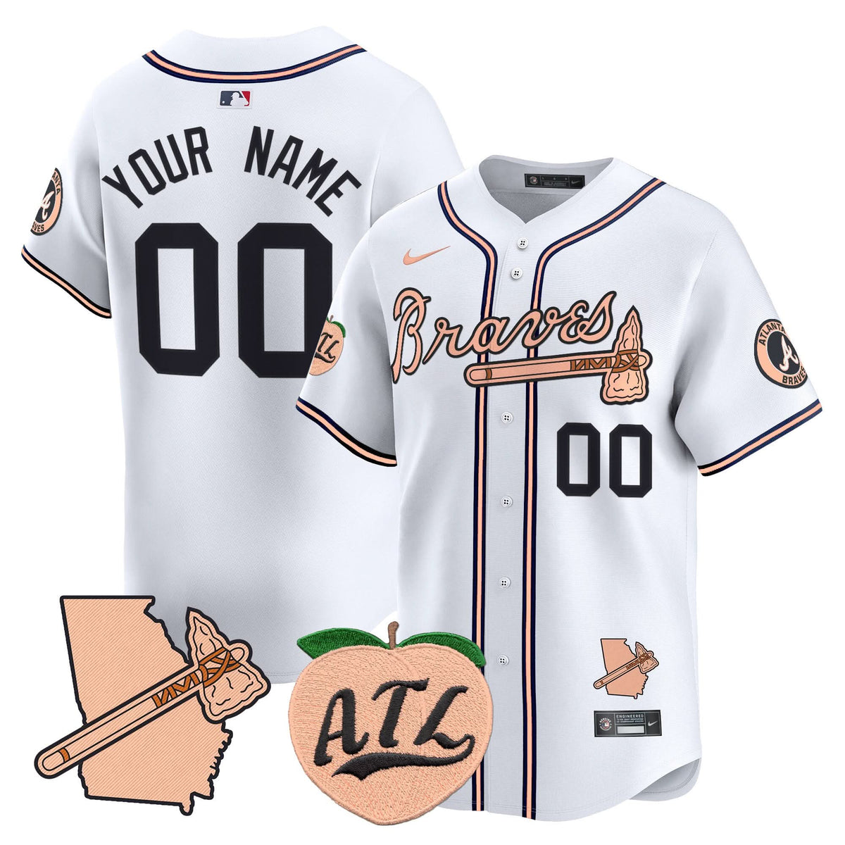 Atlanta Braves Peach Vapor Premier Limited Custom Jersey - Stitched