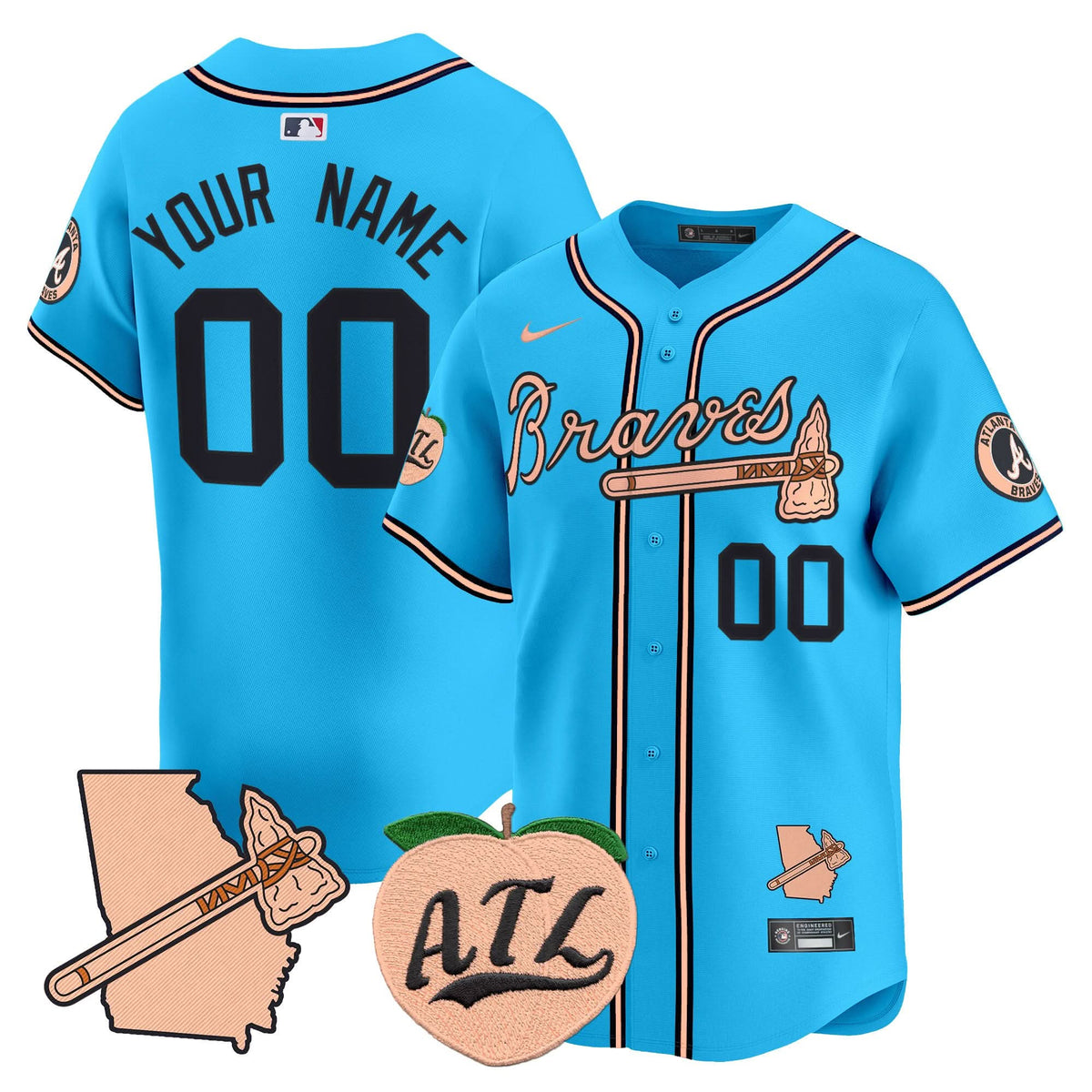 Atlanta Braves Peach Vapor Premier Limited Custom Jersey - Stitched
