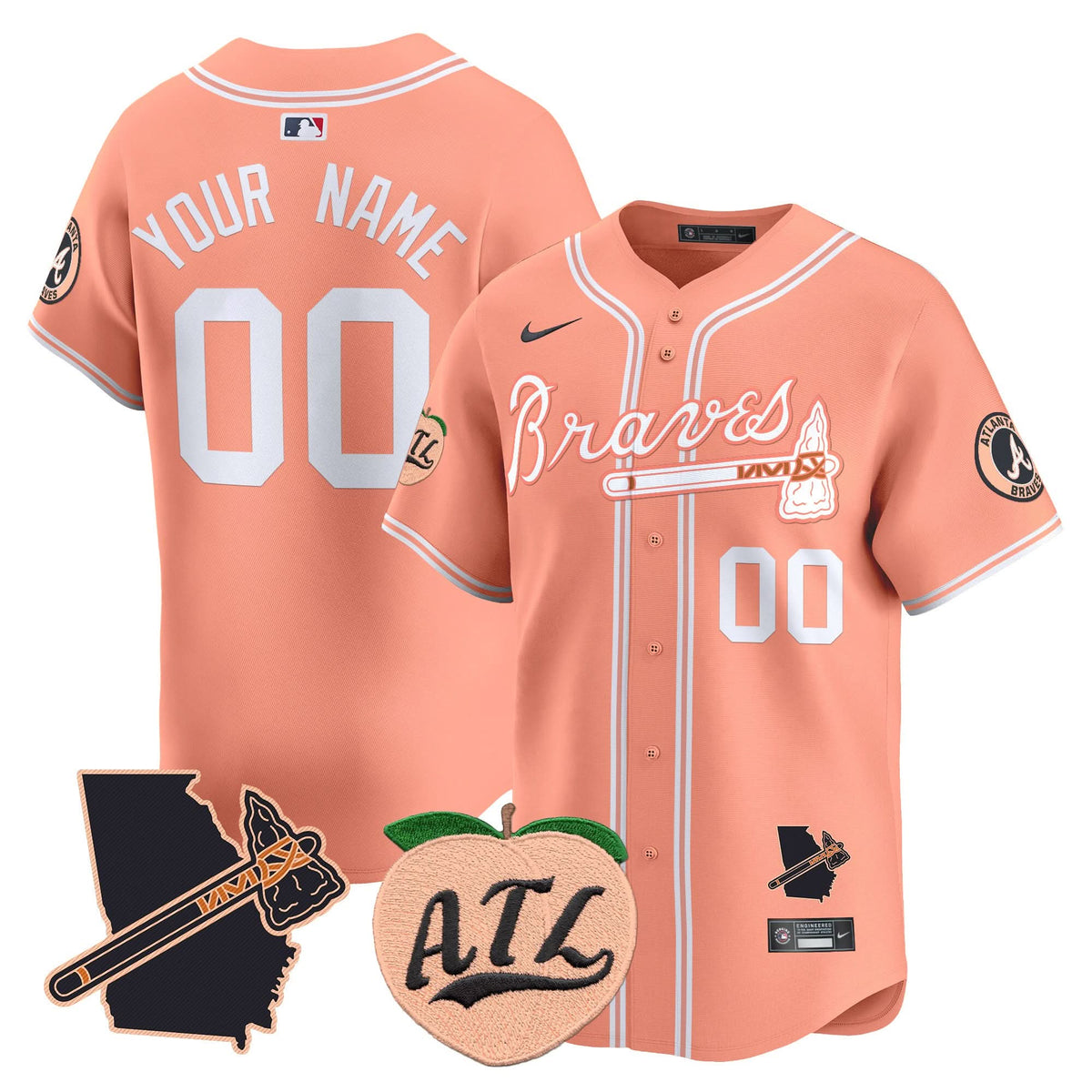 Atlanta Braves Peach Vapor Premier Limited Custom Jersey - Stitched