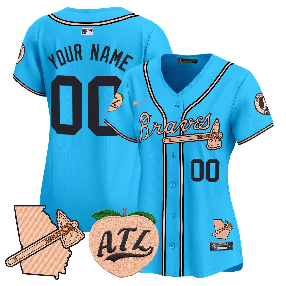 Atlanta Braves Peach Vapor Premier Limited Custom Jersey - Stitched
