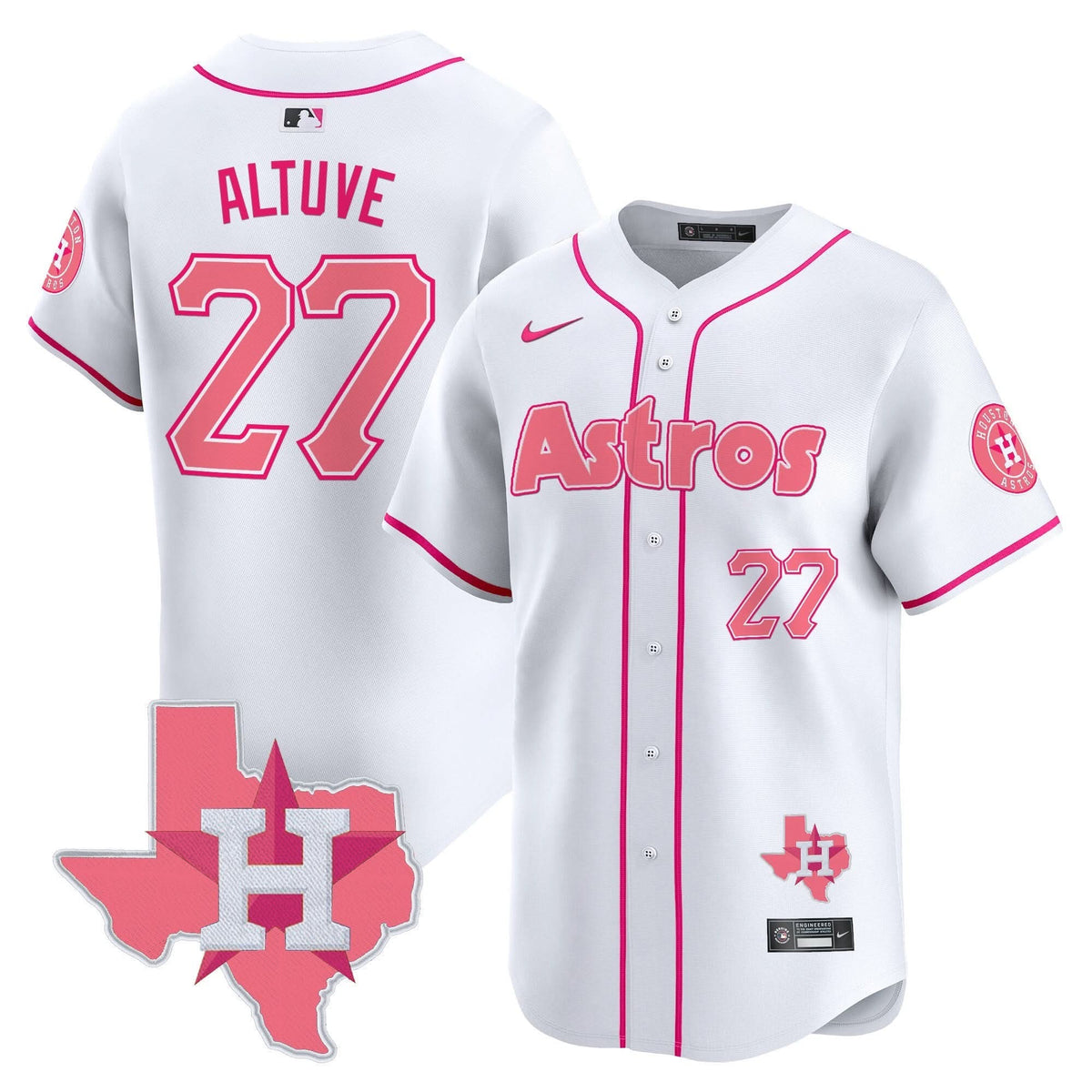 Houston Astros Bubblegum Pink Vapor Premier Limited Jersey V3 - Stitched-Cuztomshoes
