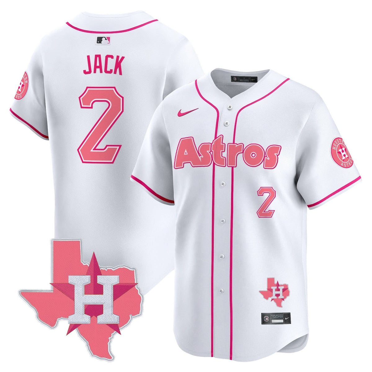 Houston Astros Bubblegum Pink Vapor Premier Limited Jersey V3 - Stitched-Cuztomshoes