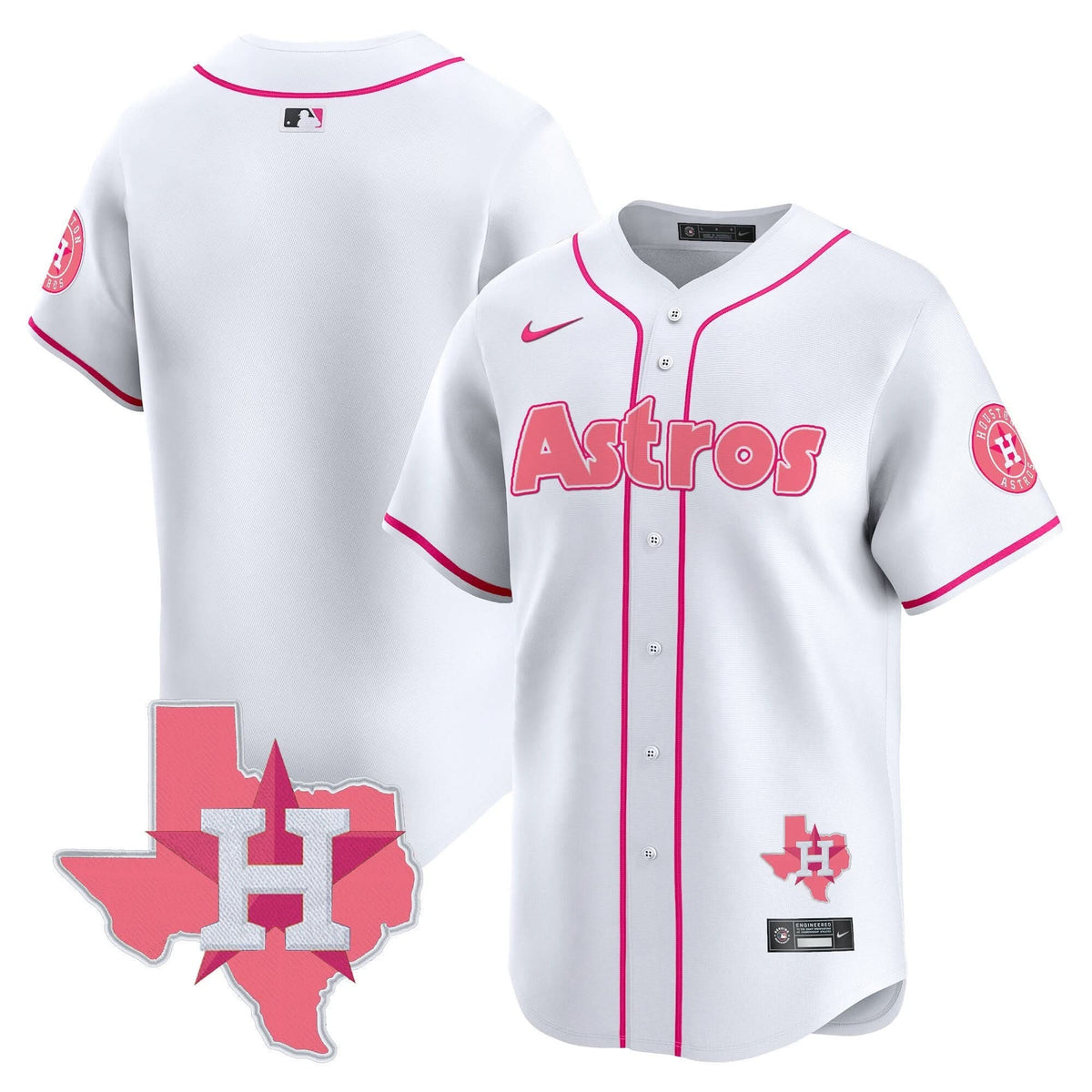 Houston Astros Bubblegum Pink Vapor Premier Limited Jersey V3 - Stitched-Cuztomshoes