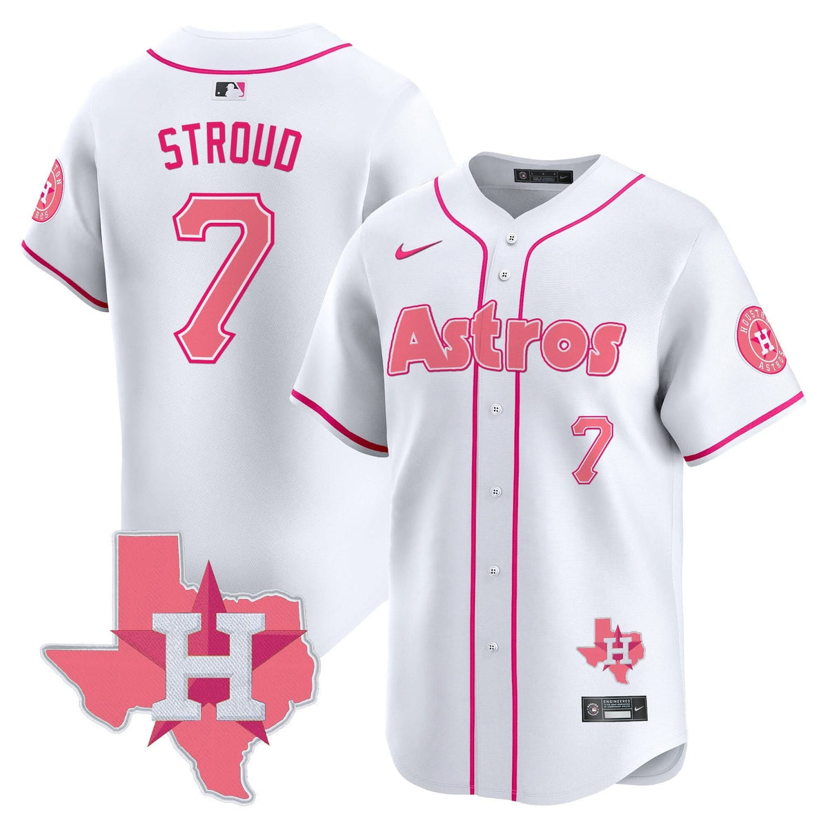 Houston Astros Bubblegum Pink Vapor Premier Limited Jersey V3 - Stitched-Cuztomshoes