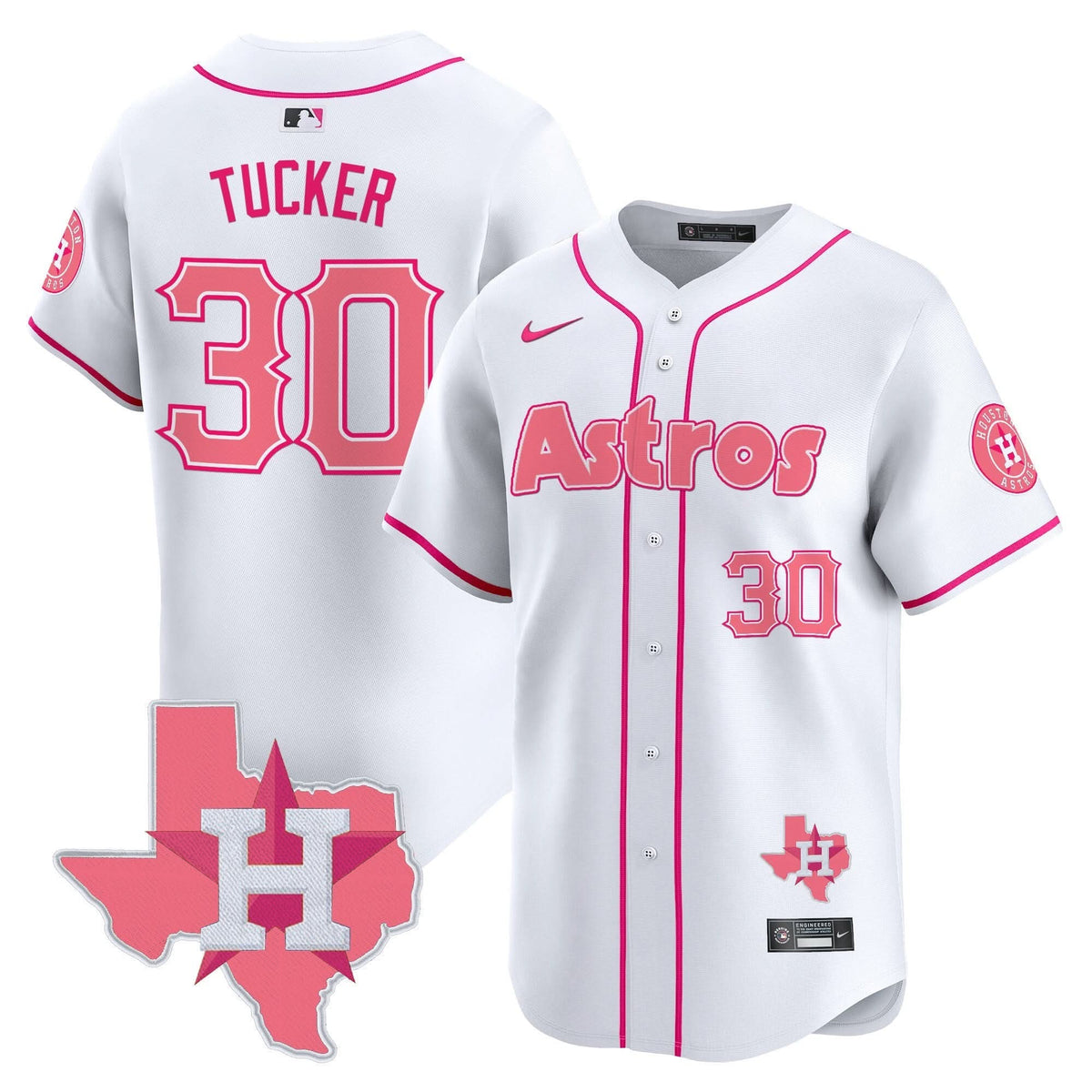 Houston Astros Bubblegum Pink Vapor Premier Limited Jersey V3 - Stitched-Cuztomshoes