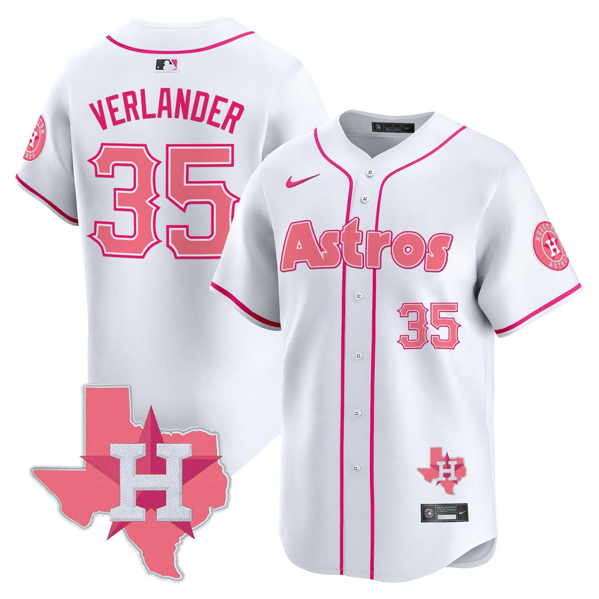 Houston Astros Bubblegum Pink Vapor Premier Limited Jersey V3 - Stitched-Cuztomshoes