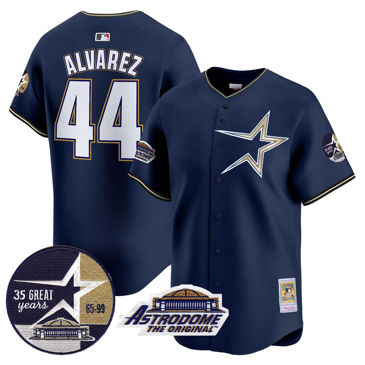 Houston Astros 1999 Throwback 35th & Astrodome Patch Vapor Premier Limited Jersey - Stitched-Cuztomshoes
