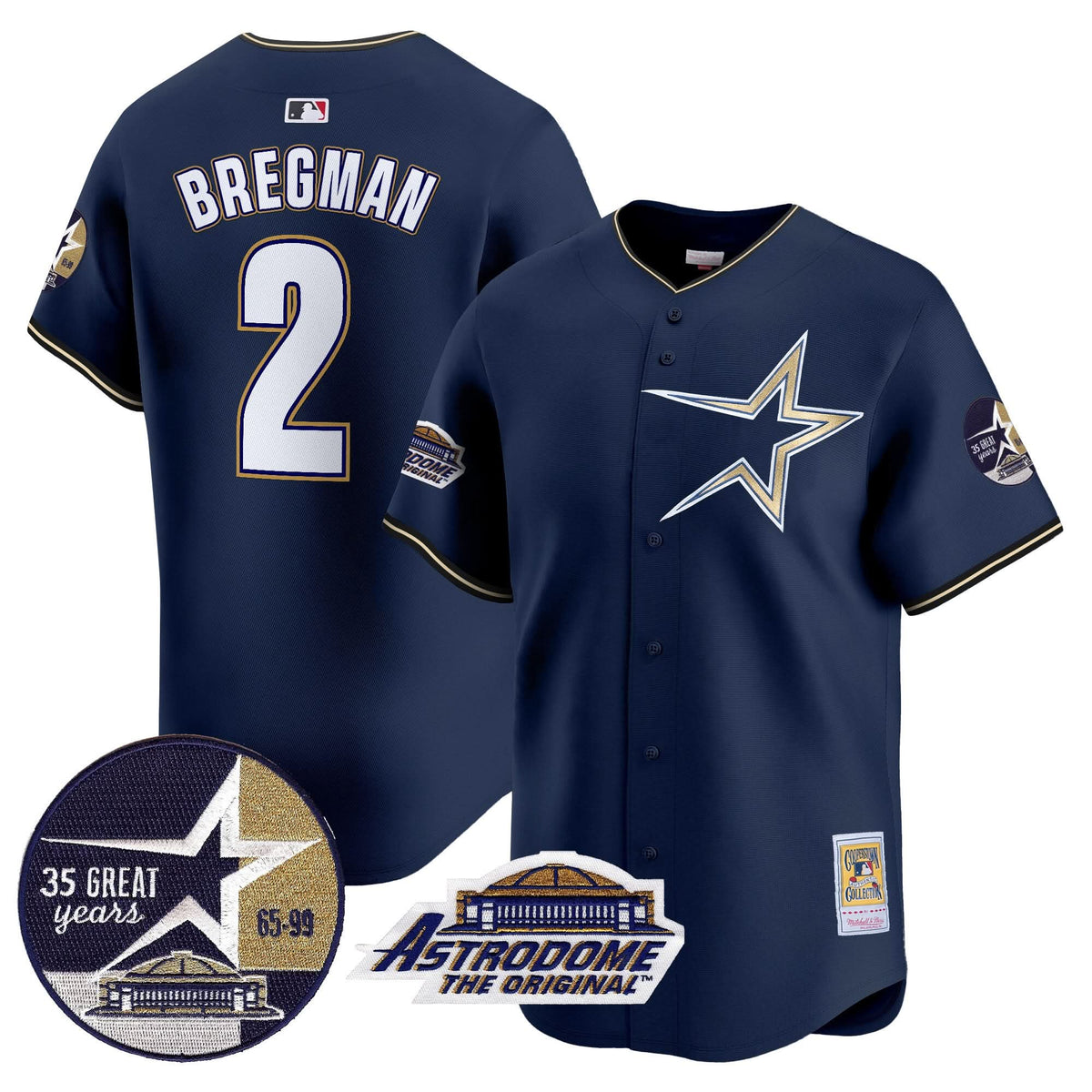 Houston Astros 1999 Throwback 35th & Astrodome Patch Vapor Premier Limited Jersey - Stitched-Cuztomshoes