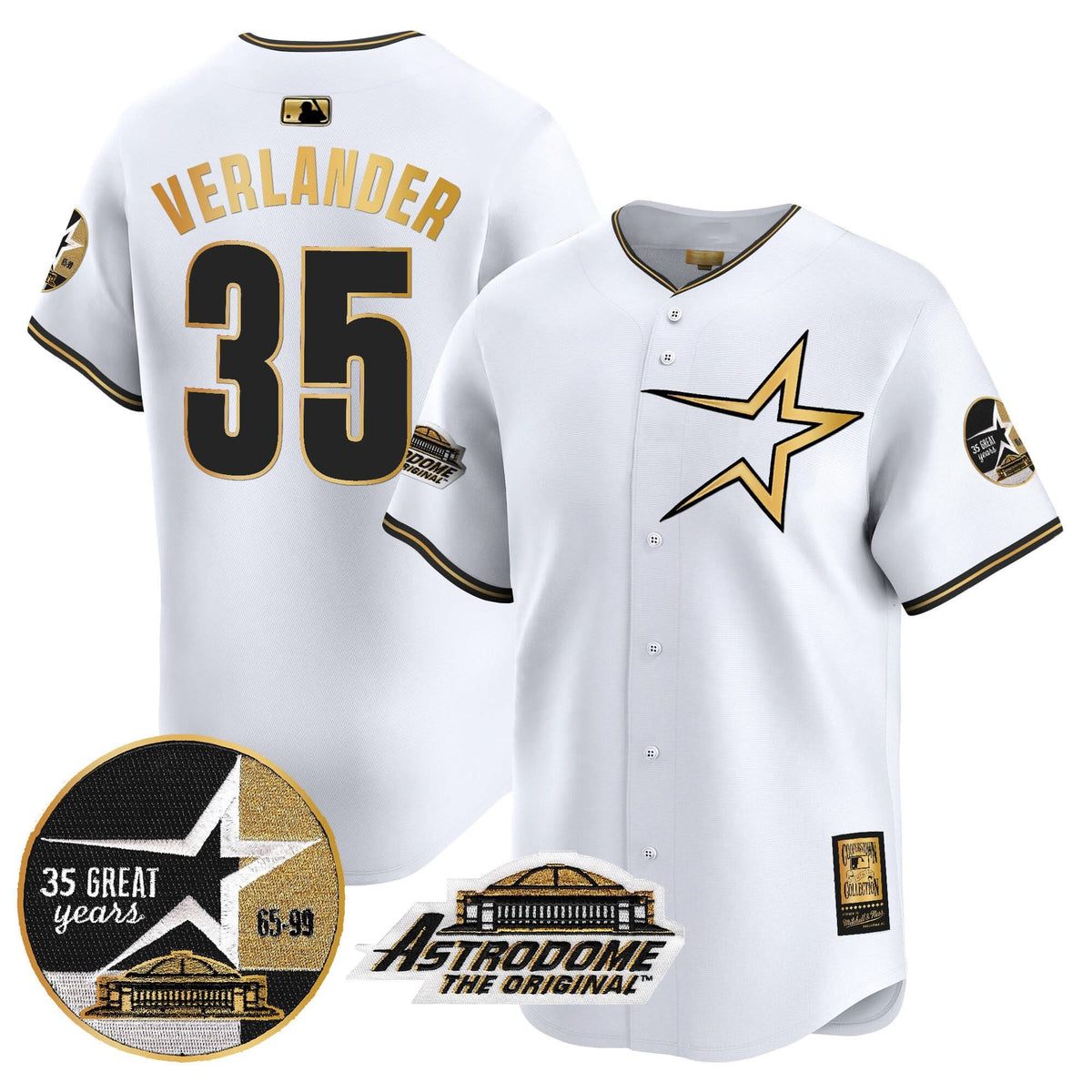 Houston Astros 1999 Throwback 35th & Astrodome Patch Vapor Premier Limited Jersey - Stitched-Cuztomshoes