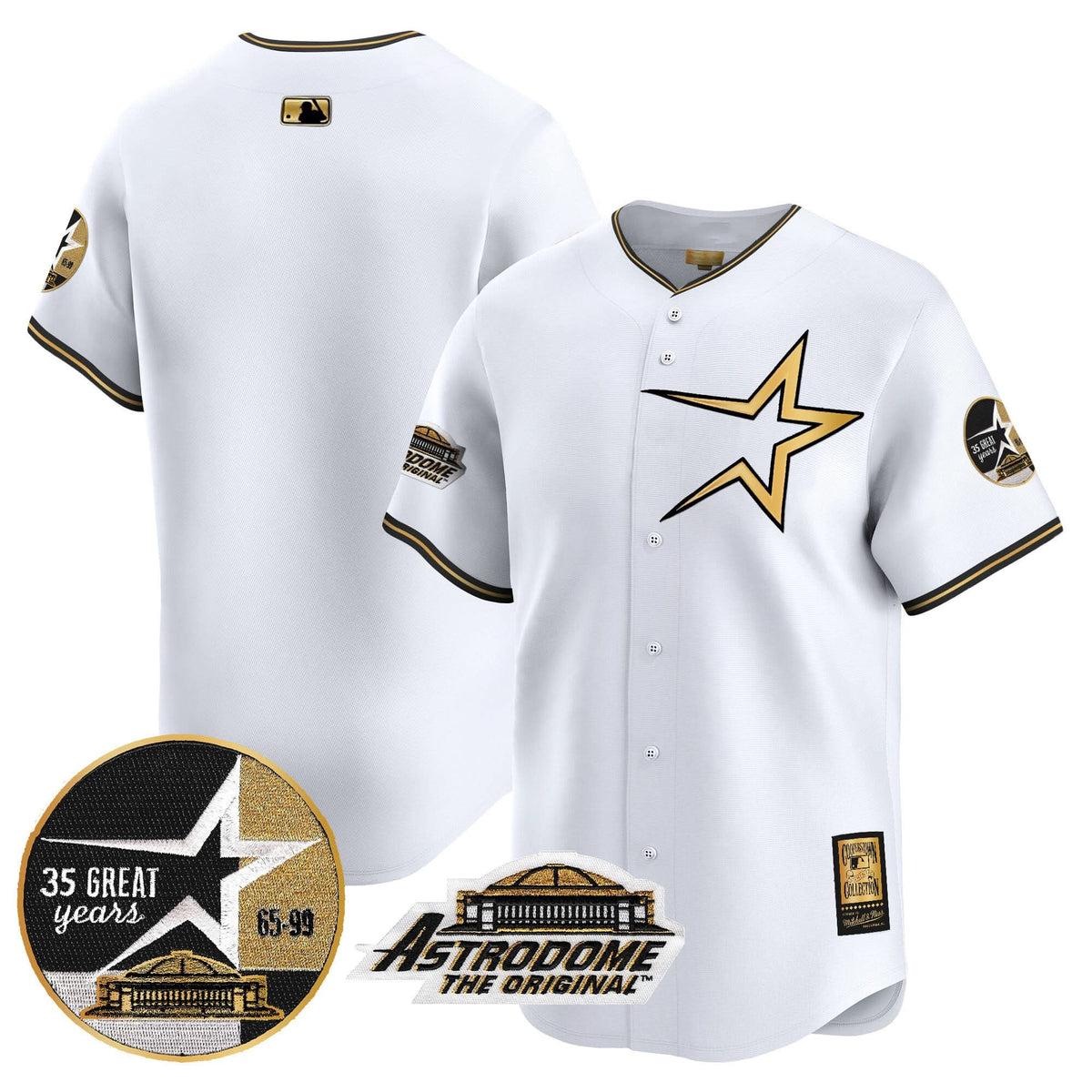 Houston Astros 1999 Throwback 35th & Astrodome Patch Vapor Premier Limited Jersey - Stitched-Cuztomshoes
