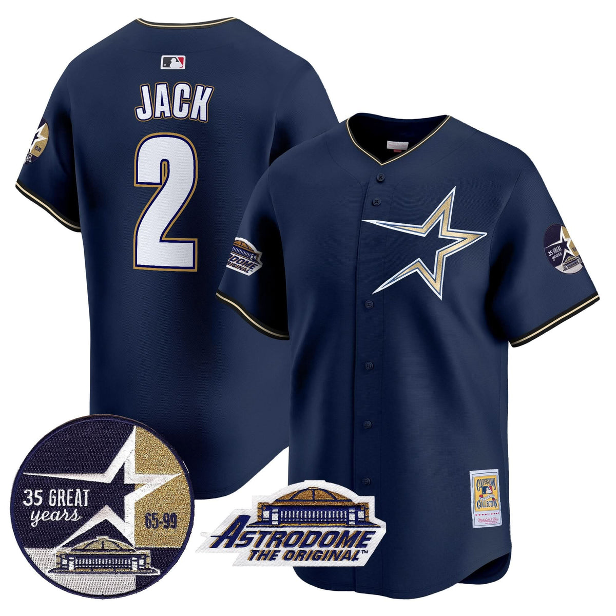 Houston Astros 1999 Throwback 35th & Astrodome Patch Vapor Premier Limited Jersey - Stitched-Cuztomshoes