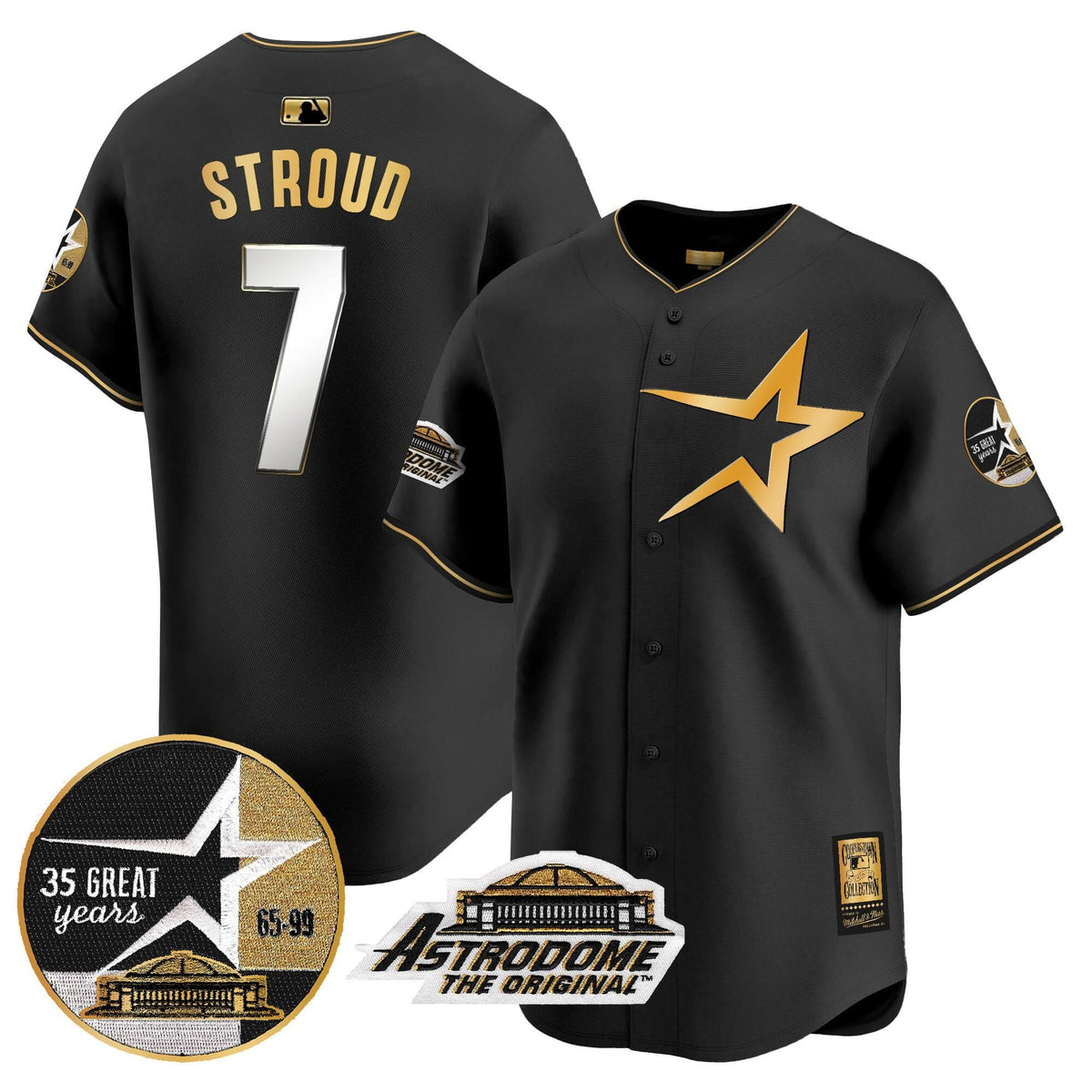 Houston Astros 1999 Throwback 35th & Astrodome Patch Vapor Premier Limited Jersey - Stitched-Cuztomshoes