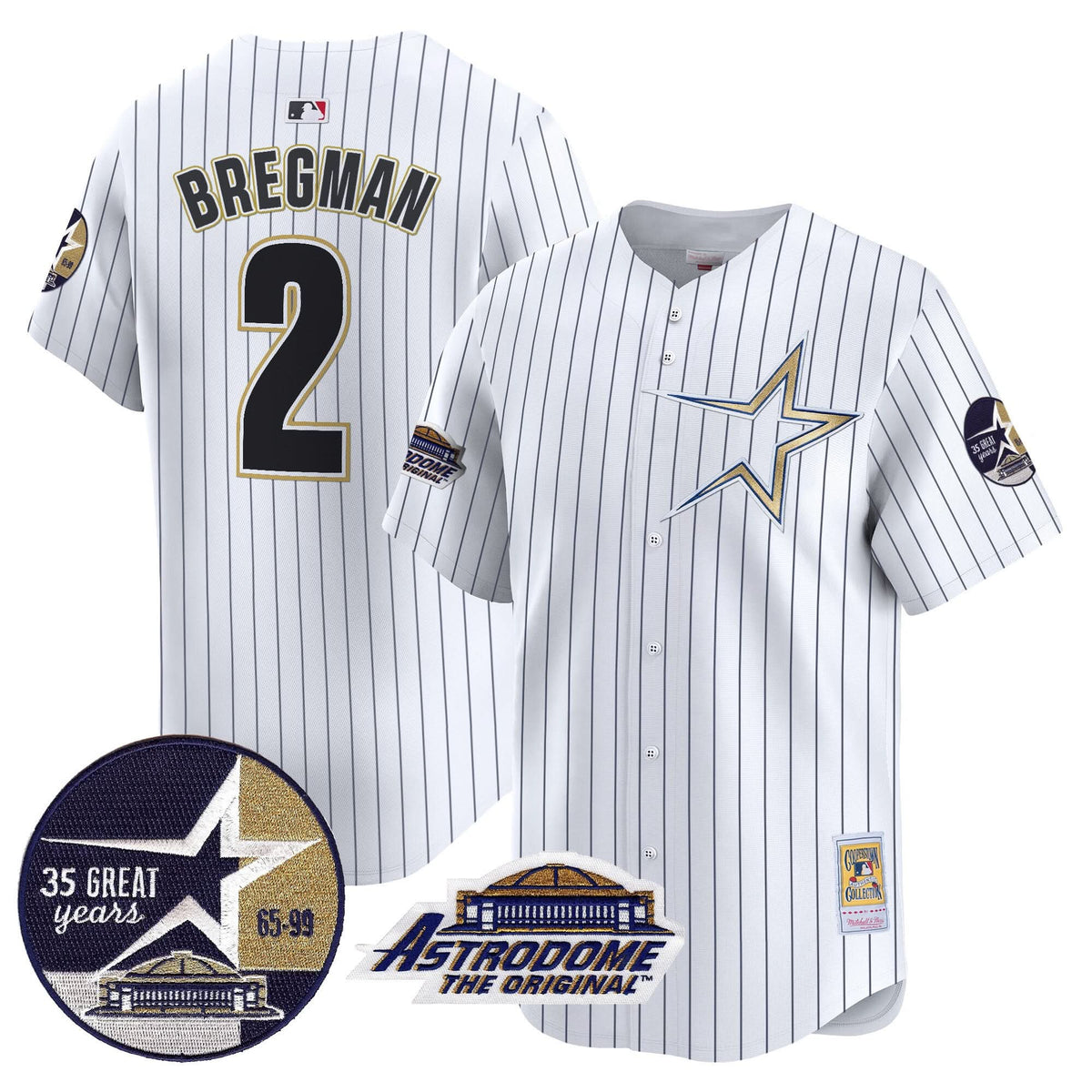 Houston Astros 1999 Throwback 35th & Astrodome Patch Vapor Premier Limited Jersey - Stitched-Cuztomshoes