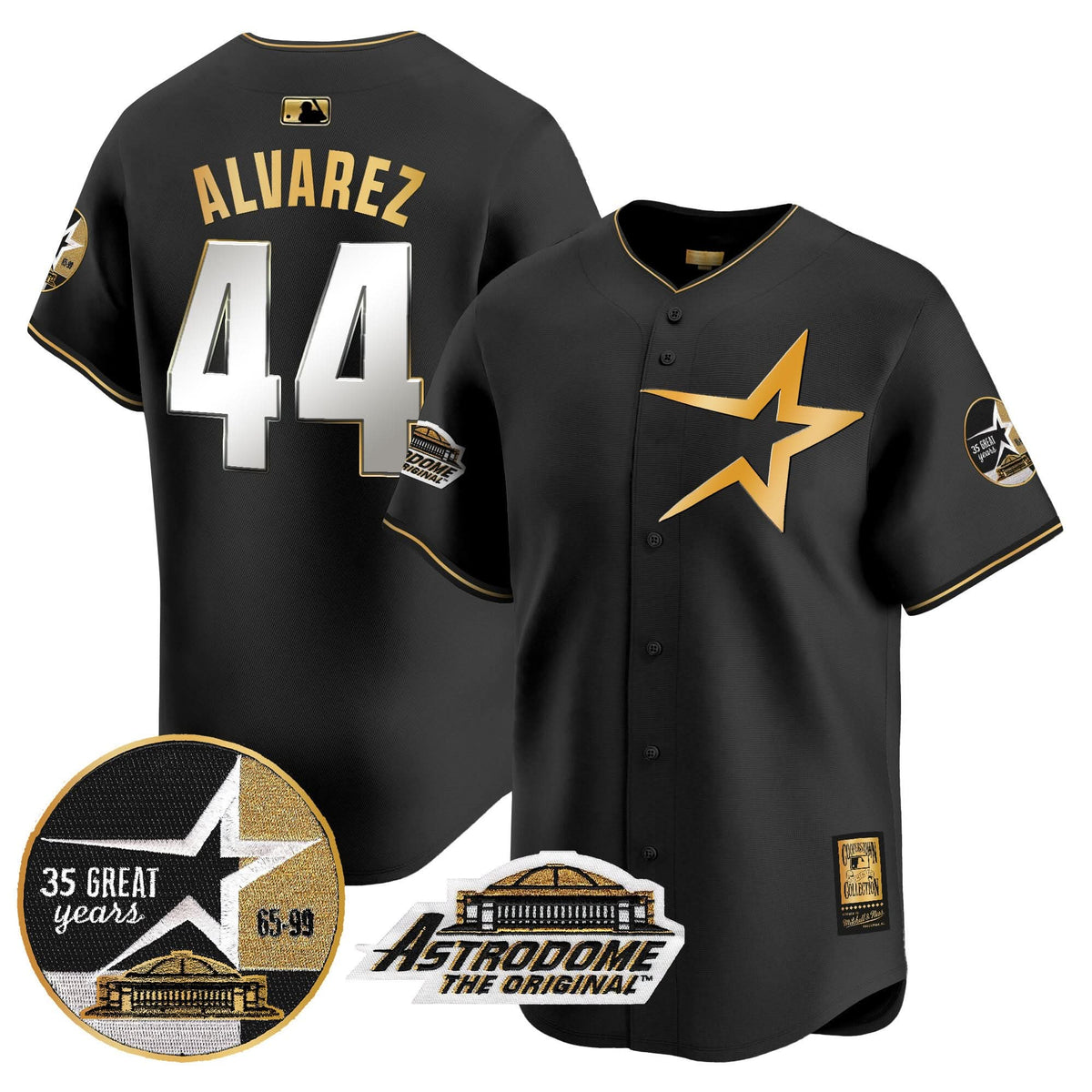 Houston Astros 1999 Throwback 35th & Astrodome Patch Vapor Premier Limited Jersey - Stitched-Cuztomshoes
