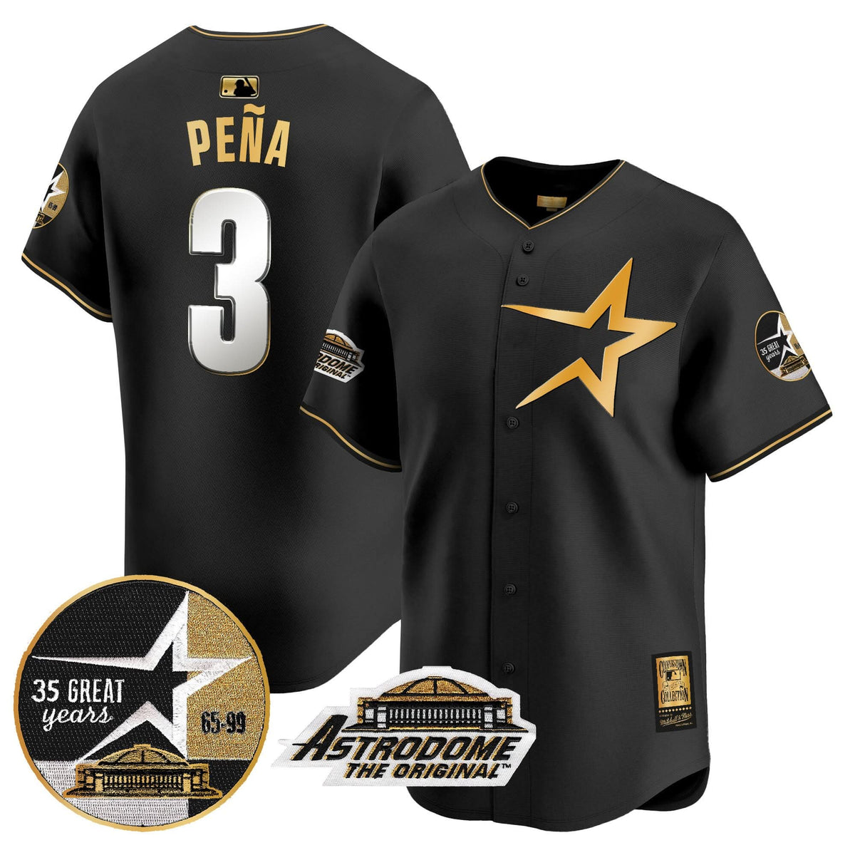 Houston Astros 1999 Throwback 35th & Astrodome Patch Vapor Premier Limited Jersey - Stitched-Cuztomshoes