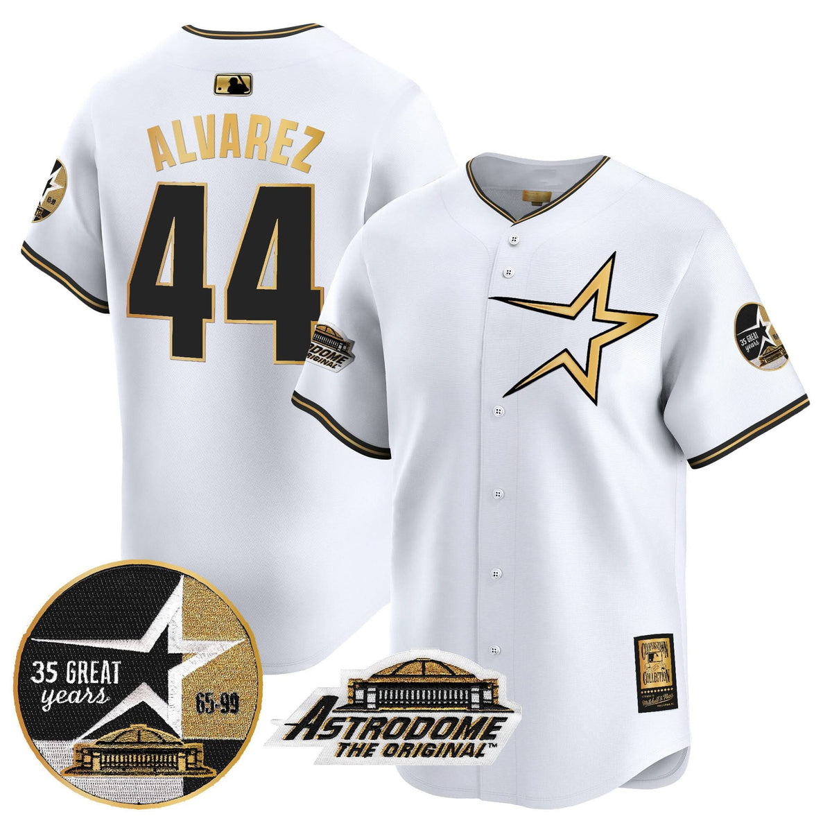 Houston Astros 1999 Throwback 35th & Astrodome Patch Vapor Premier Limited Jersey - Stitched-Cuztomshoes