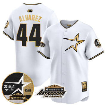 Houston Astros 1999 Throwback 35th & Astrodome Patch Vapor Premier Limited Jersey - Stitched-Cuztomshoes