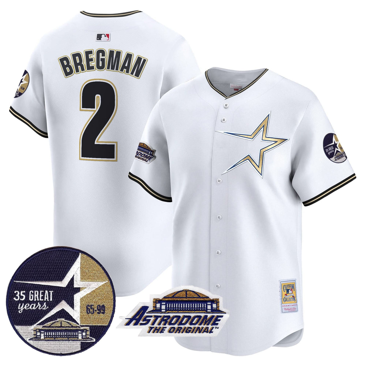 Houston Astros 1999 Throwback 35th & Astrodome Patch Vapor Premier Limited Jersey - Stitched-Cuztomshoes