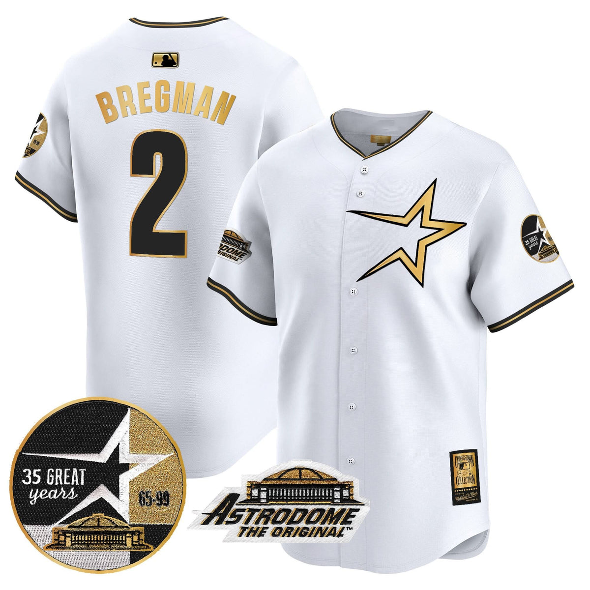 Houston Astros 1999 Throwback 35th & Astrodome Patch Vapor Premier Limited Jersey - Stitched-Cuztomshoes