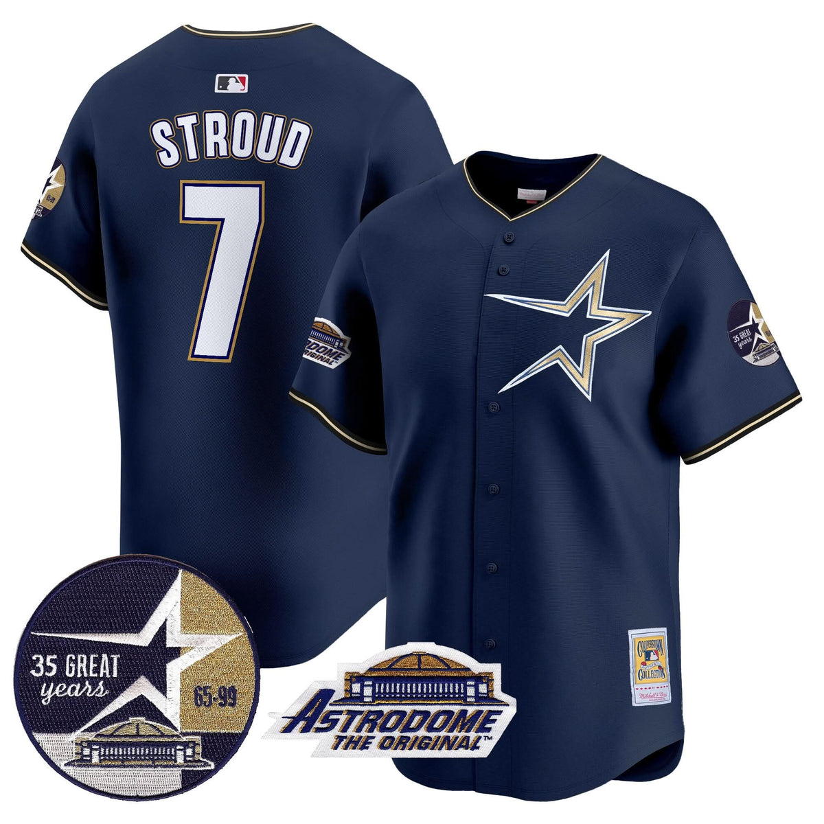 Houston Astros 1999 Throwback 35th & Astrodome Patch Vapor Premier Limited Jersey - Stitched-Cuztomshoes