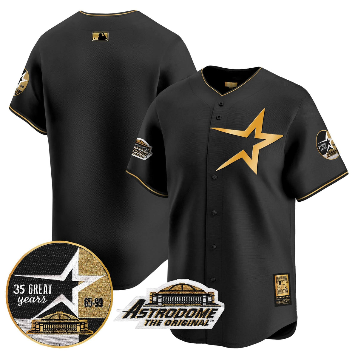 Houston Astros 1999 Throwback 35th & Astrodome Patch Vapor Premier Limited Jersey - Stitched-Cuztomshoes