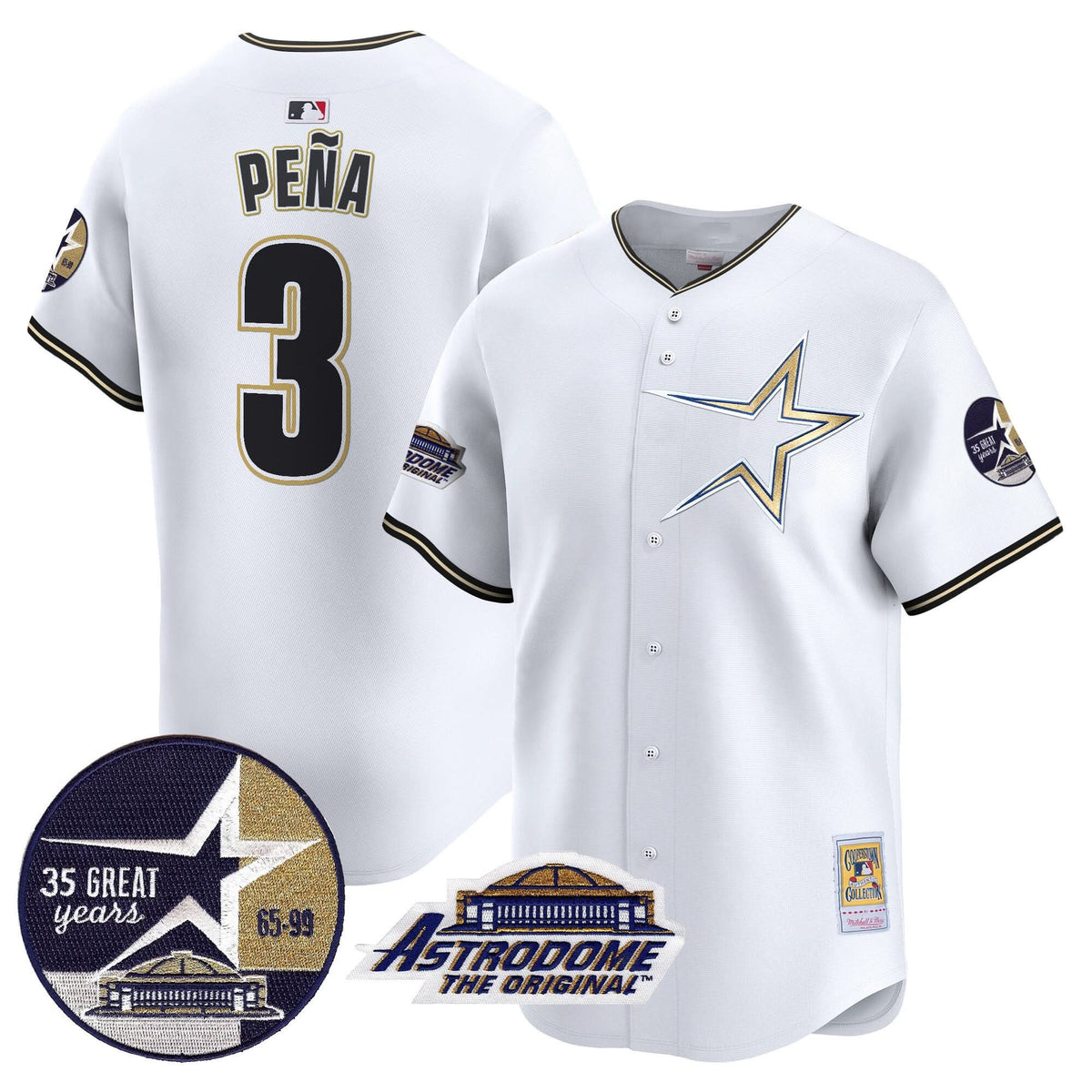 Houston Astros 1999 Throwback 35th & Astrodome Patch Vapor Premier Limited Jersey - Stitched-Cuztomshoes