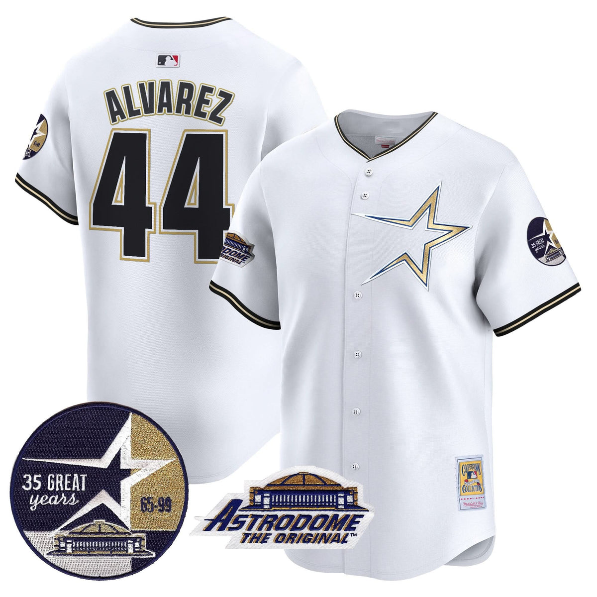 Houston Astros 1999 Throwback 35th & Astrodome Patch Vapor Premier Limited Jersey - Stitched-Cuztomshoes