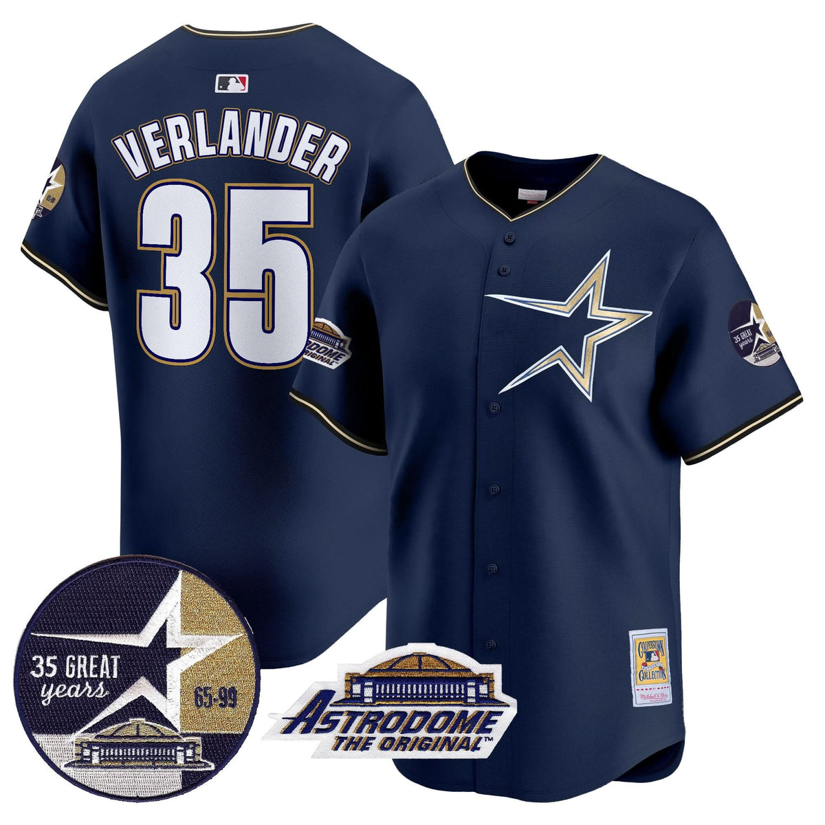 Houston Astros 1999 Throwback 35th & Astrodome Patch Vapor Premier Limited Jersey - Stitched-Cuztomshoes